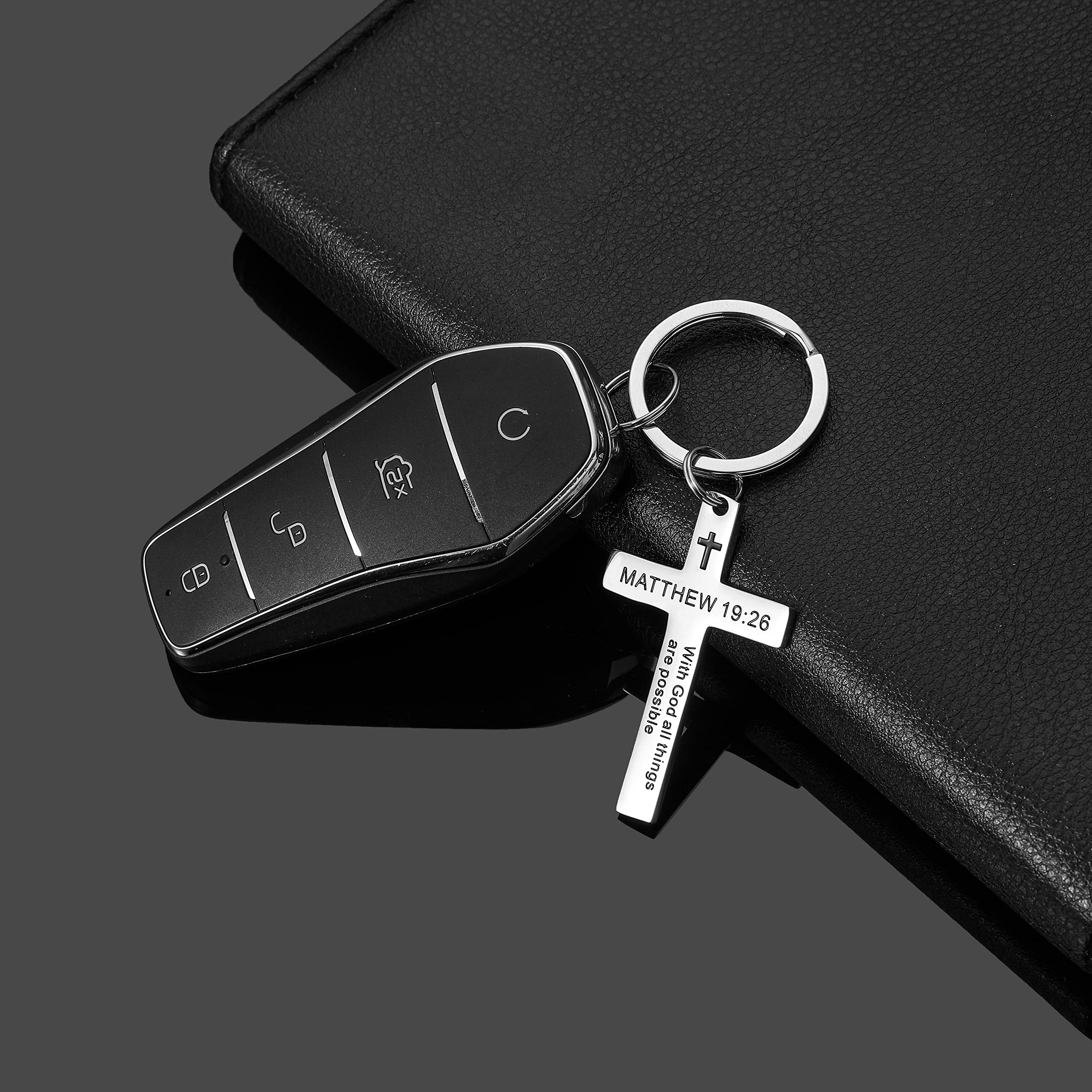 Religious Cross Keychain for Men - Christian Bible Verse Keychain with Scripture, Easter Basket Stuffer Gift - Perfect for Easter Gifts, Church Events & Daily Faith Inspiration
