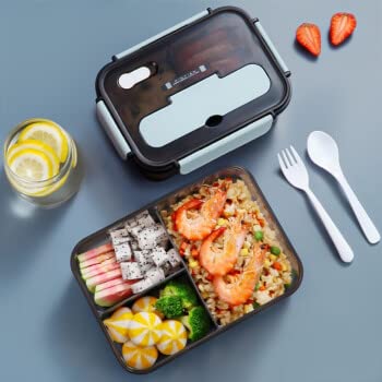 Large Capacity Insulated Lunch Box with Chopsticks & Spoon - Portable Compartment Bento Box for Students & Office - Microwave & Dishwasher Safe (Blue) - Perfect for School, Work, Picnics & Outdoor Activities