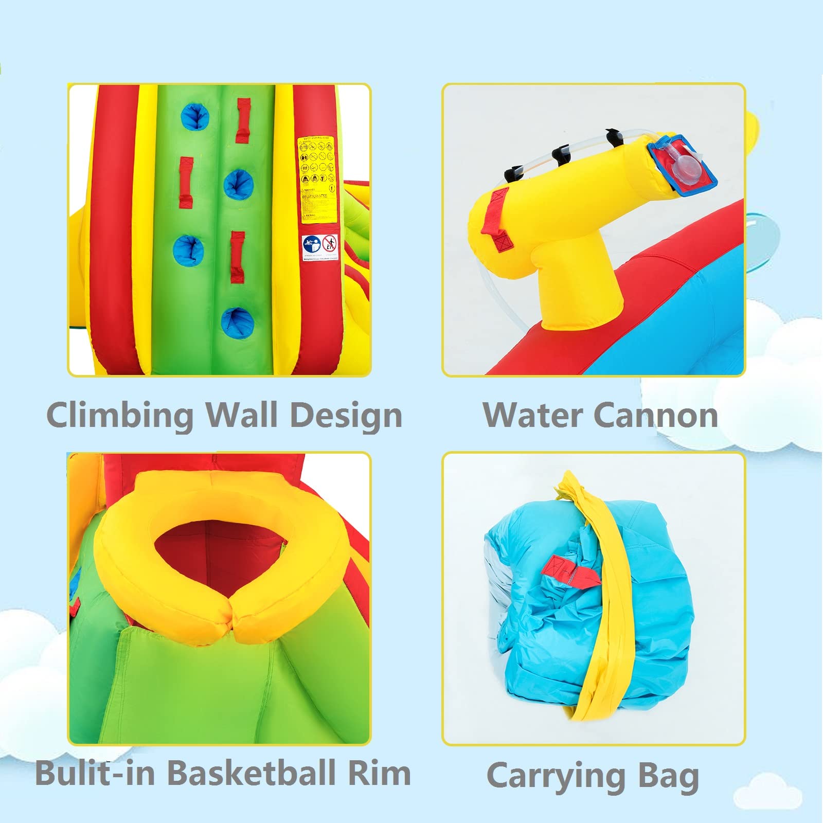 **Costzon 16x14FT Inflatable Water Slide for Kids & Adults - Dual Slides, Climbing Wall, Large Splash Pool - Outdoor Backyard Party Fun, Summer Water Games, Birthday Gifts**