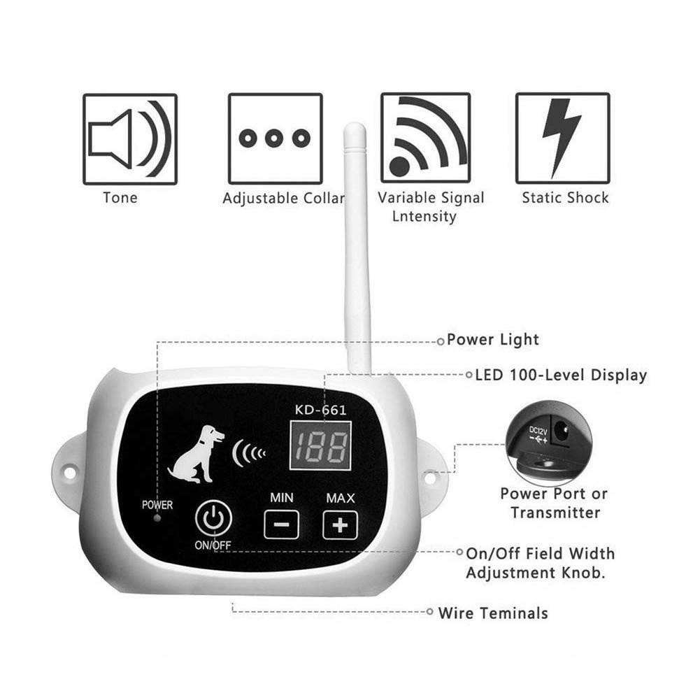 Wireless Dog Fence System - Safe Electric Pet Containment with Beep & Shock Modes, Waterproof Rechargeable Training Collar for Small Medium Large Dogs (1/2/3 Dogs) - Perfect for Backyard Training & Outdoor Pet Safety