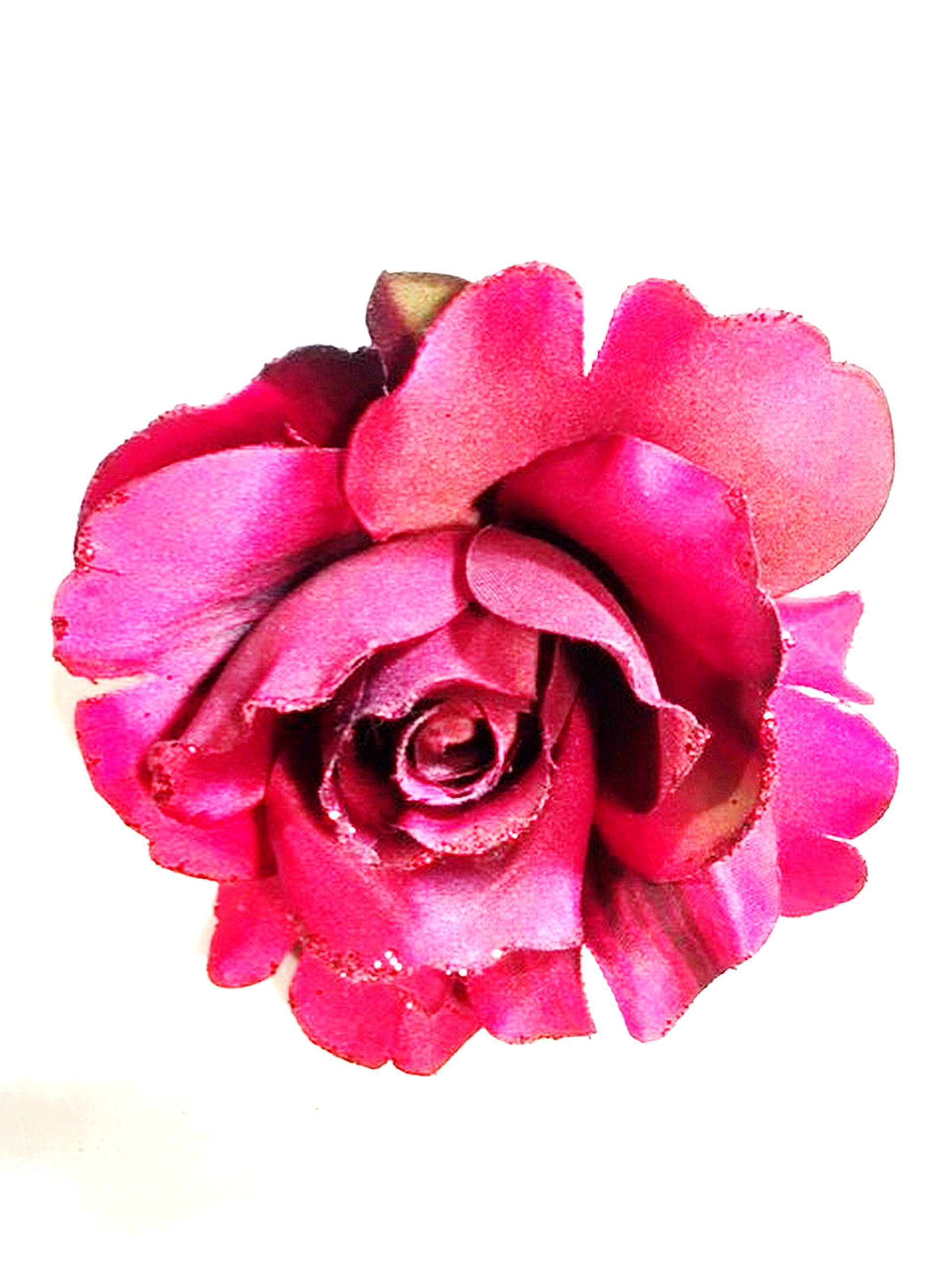 Sparkling Red Rose Artificial Flower Hair Clip - Elegant Hair Accessory for Women, Bridal, Party, and Special Occasions