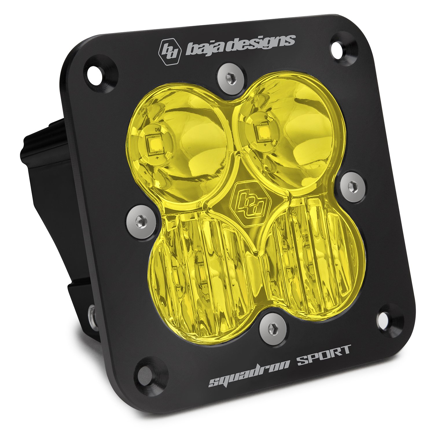 Baja Designs Squadron Sport Flush Mount LED Auxiliary Light Pod - Super Bright Off Road LED Lights for Trucks & SUVs - Waterproof Driving/Combo Pattern Headlights in Black & Amber - Perfect for Off-Roading, Camping & Night Driving Adventures
