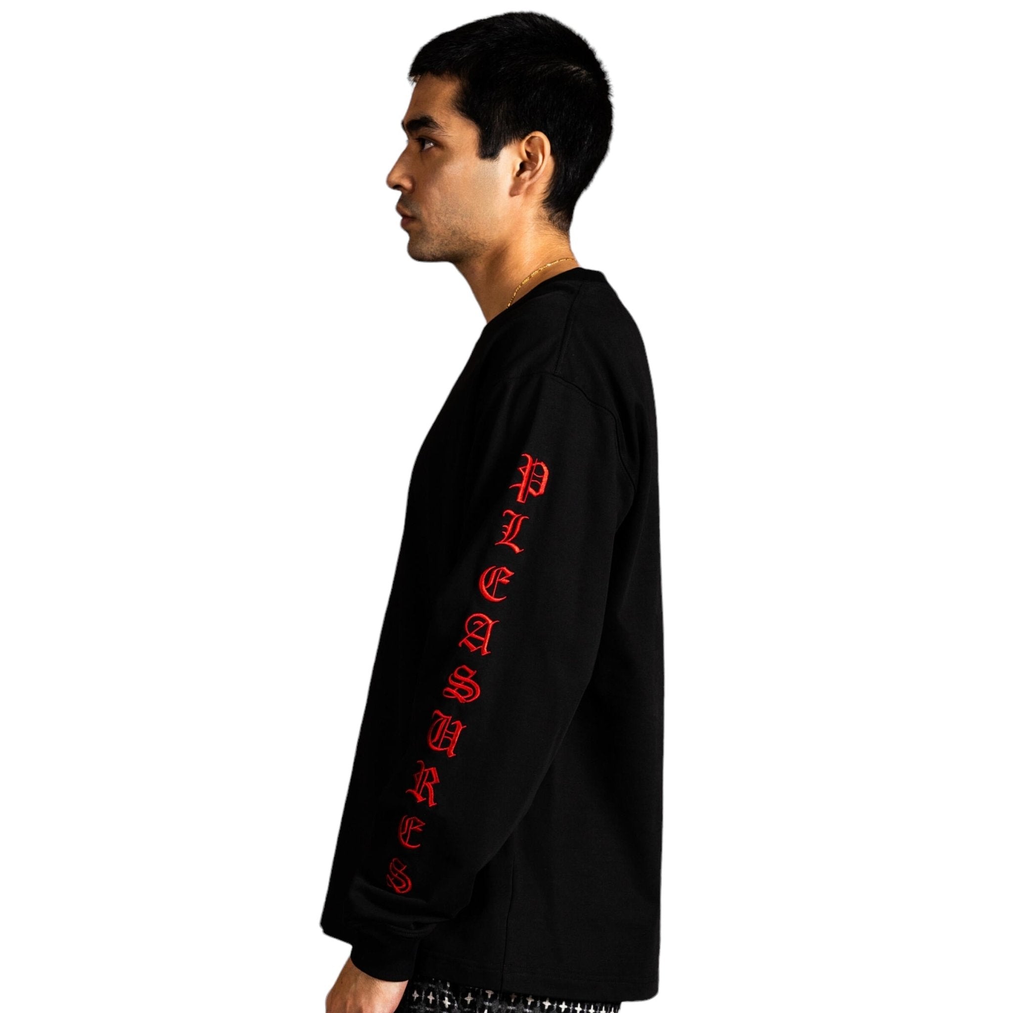 Pleasures Oe Heavyweight Long Sleeve Black T-Shirt for Men | Streetwear Fashion | Casual Wear & Layering