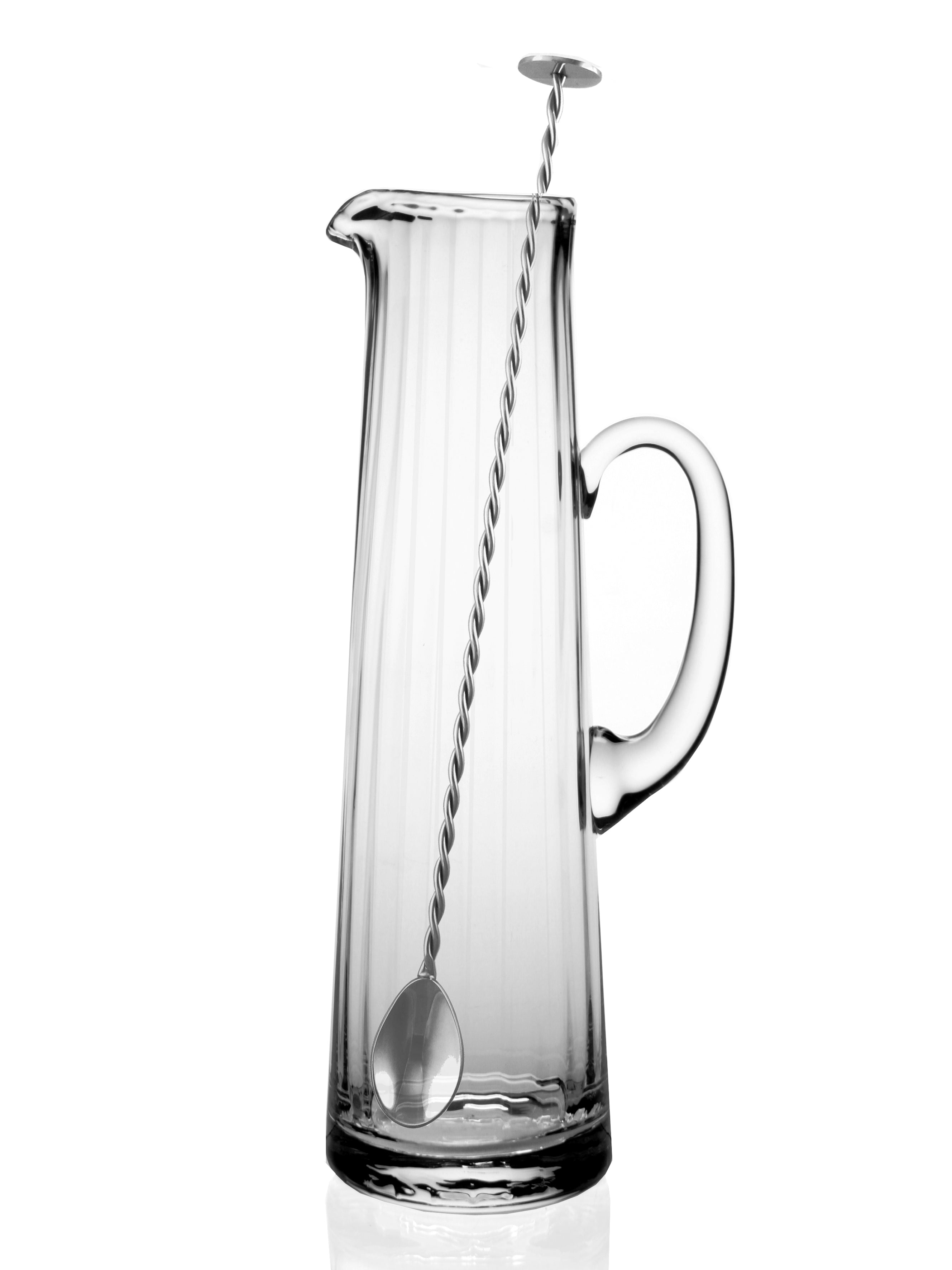 Corinne Tall Cocktail Jug & Spoon - Premium Glass Pitcher with Long Handle for Mixing Drinks, Iced Tea, Lemonade - Perfect for Home Bars, Parties, and Entertaining Guests