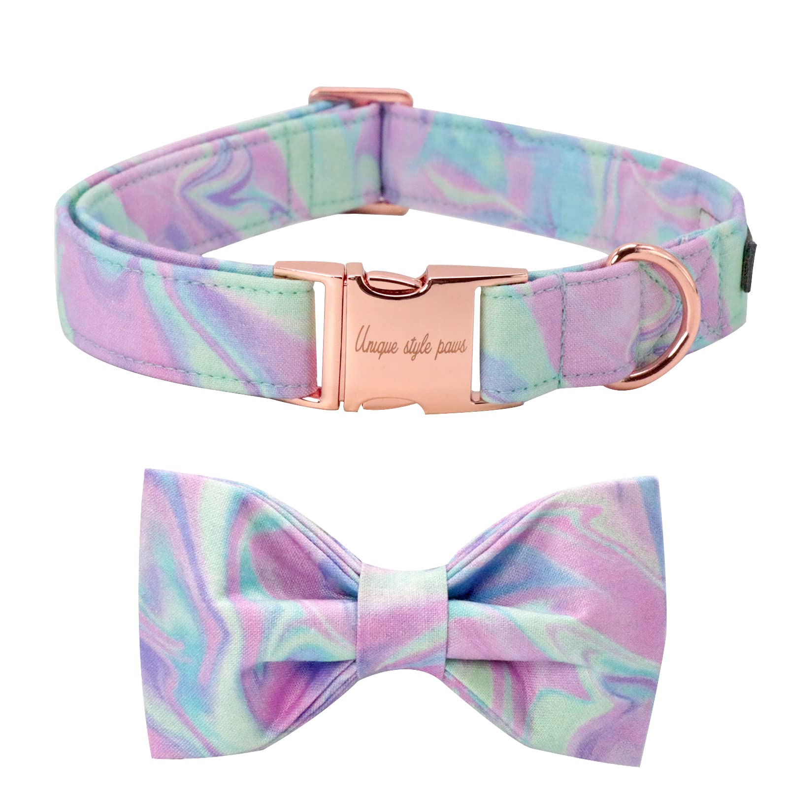 Unique Style Paws Dog Collar with Adjustable Bow Tie - Soft, Cute & Durable Pet Collar for X-Large Dogs - Perfect for Special Occasions, Pet Photos & Daily Walks