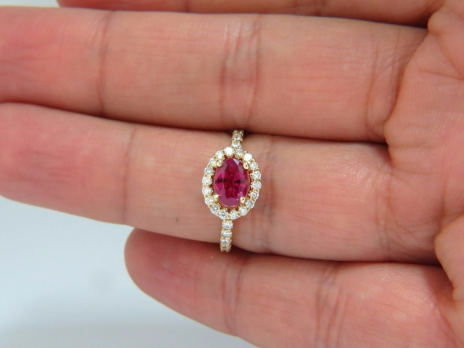 GIA Certified 1.01ct Oval Cut Red Ruby & 0.50ct Diamond Ring in 14K Gold - Elegant Engagement, Wedding, or Anniversary Jewelry Gift
