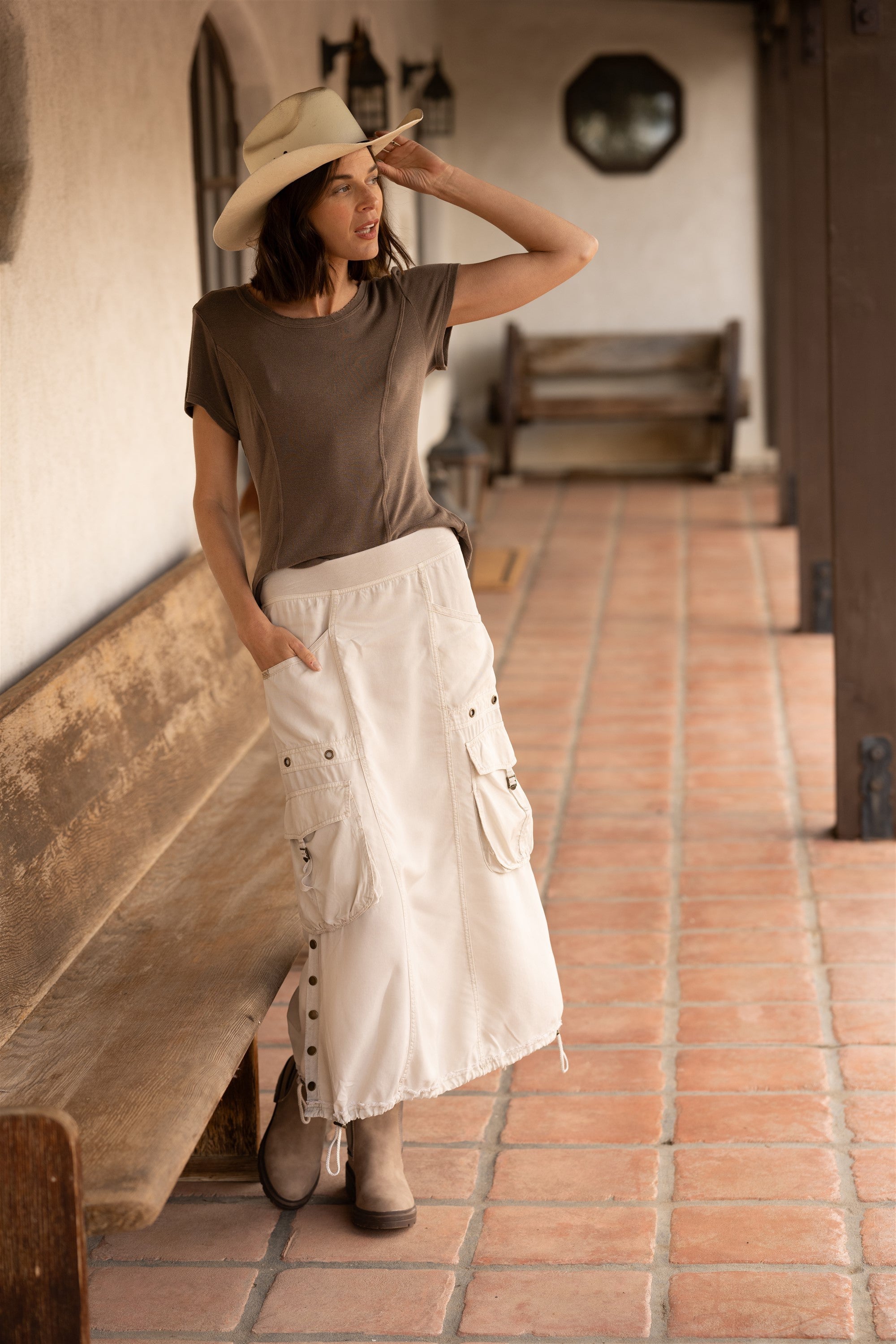 Leslyn Skirt Klondike Pigment - Women's High Waisted A-Line Skirt for Casual & Office Wear | Perfect for Spring & Summer Outfits