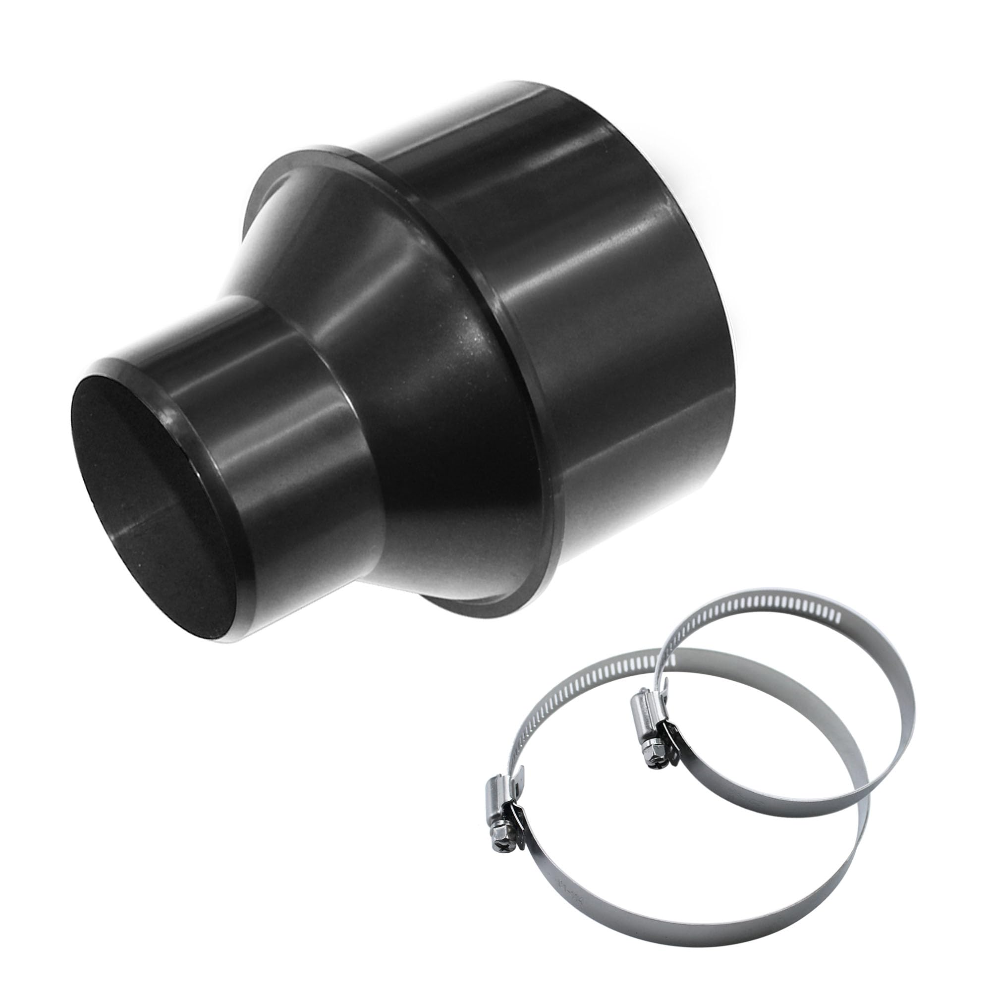 4 Inch to 2-1/2 Inch Dust Collection Hose Reducer - Power Tool & Vacuum Adapter with 2 Stainless Steel Clamps - Perfect for Woodworking Shops & Workshop Dust Extraction Systems