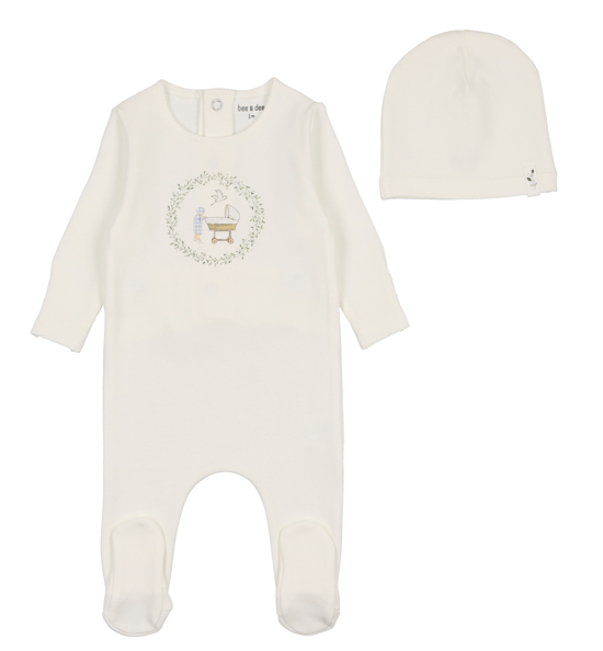 BEE & DEE Baby Cradle Footie with Beanie Set - Soft Cotton Newborn to 9 Months Outfit (1M-9M) | Perfect for Photoshoots, Baby Showers & Cozy Winter Wear