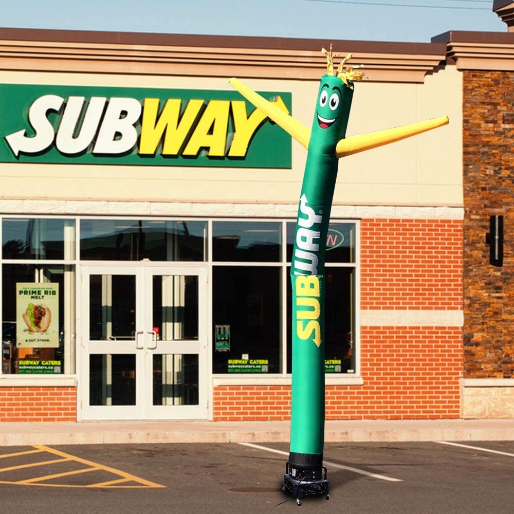 20ft Green & Yellow Inflatable Tube Man - Air Powered Dancing Advertising Solution with 1HP 2-Speed Blower | Perfect for Car Dealerships, Grand Openings & Outdoor Promotions