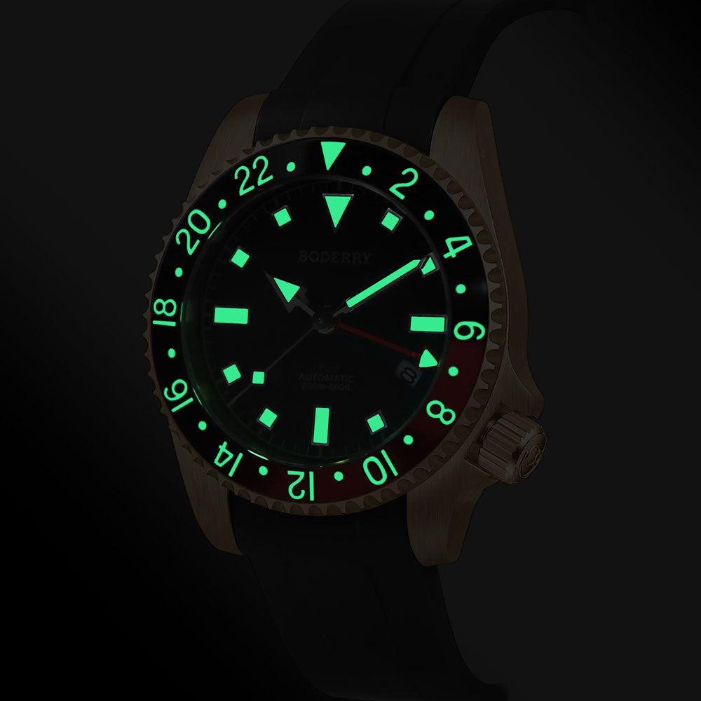 ADMIRAL GMT 200M Waterproof Bronze Automatic Diver Watch for Men - Black Dial with Date Function | Perfect for Scuba Diving, Swimming & Outdoor Adventures