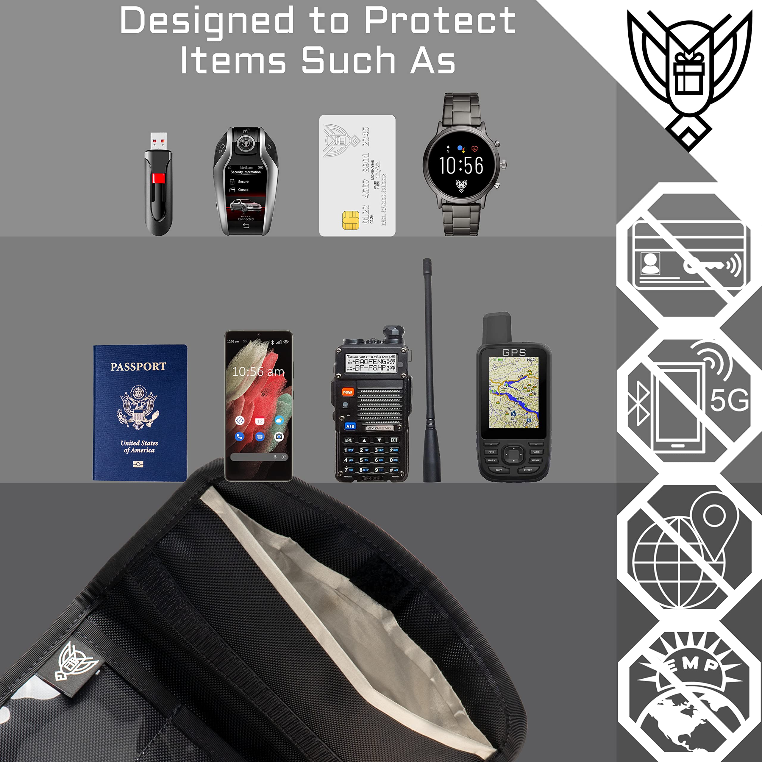 G CUBƎ 50 Faraday Bag + LITE Faraday Bag Combo - EMP/CME/EMF/RF Protection for Generators & Electronics | Diamond-Form Faraday Lined Interior | Black Set | Ideal for Home, Office & Emergency Preparedness