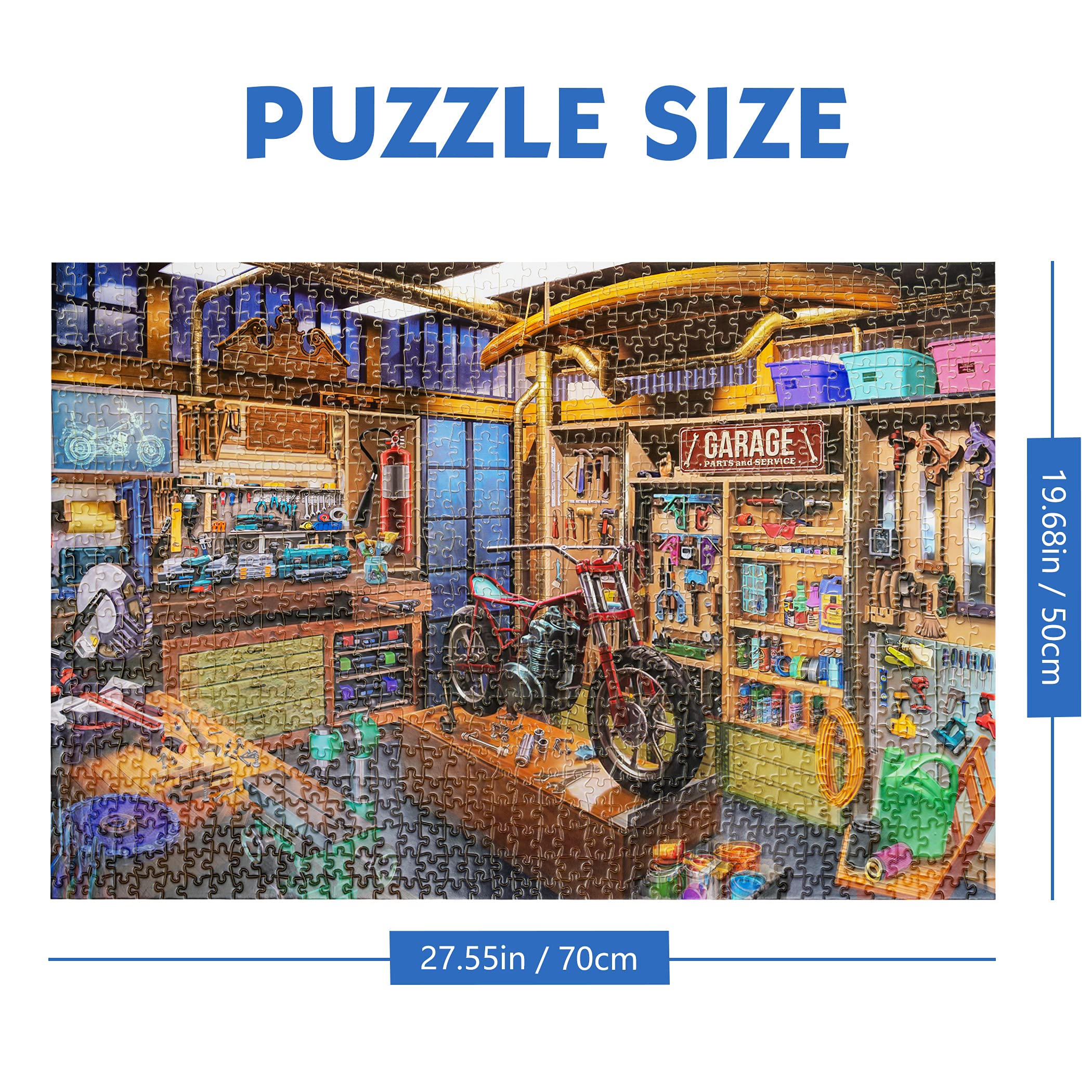 Lavievert 1000 Piece Jigsaw Puzzle for Adults & Kids - Challenging Garage Scene Puzzle for Family Game Night & Relaxation