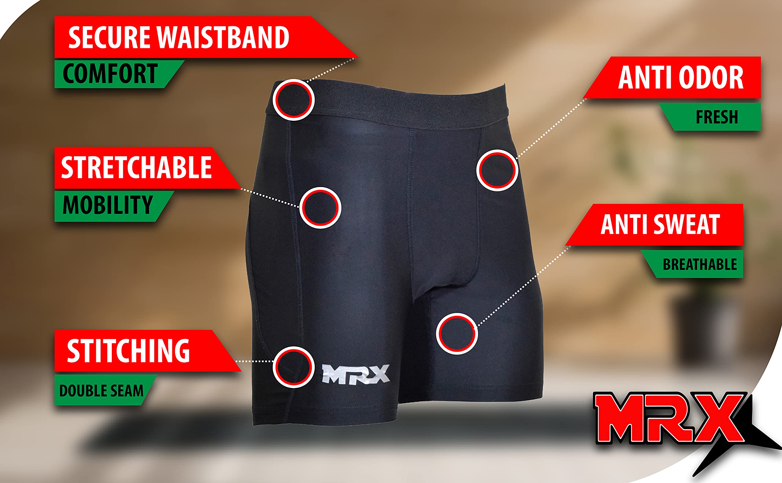 MRX Compression Shorts for Men & Women - Elastic Spandex Workout Shorts for Yoga, Running, Gym & Sports - Breathable & Supportive Activewear for Training & Fitness