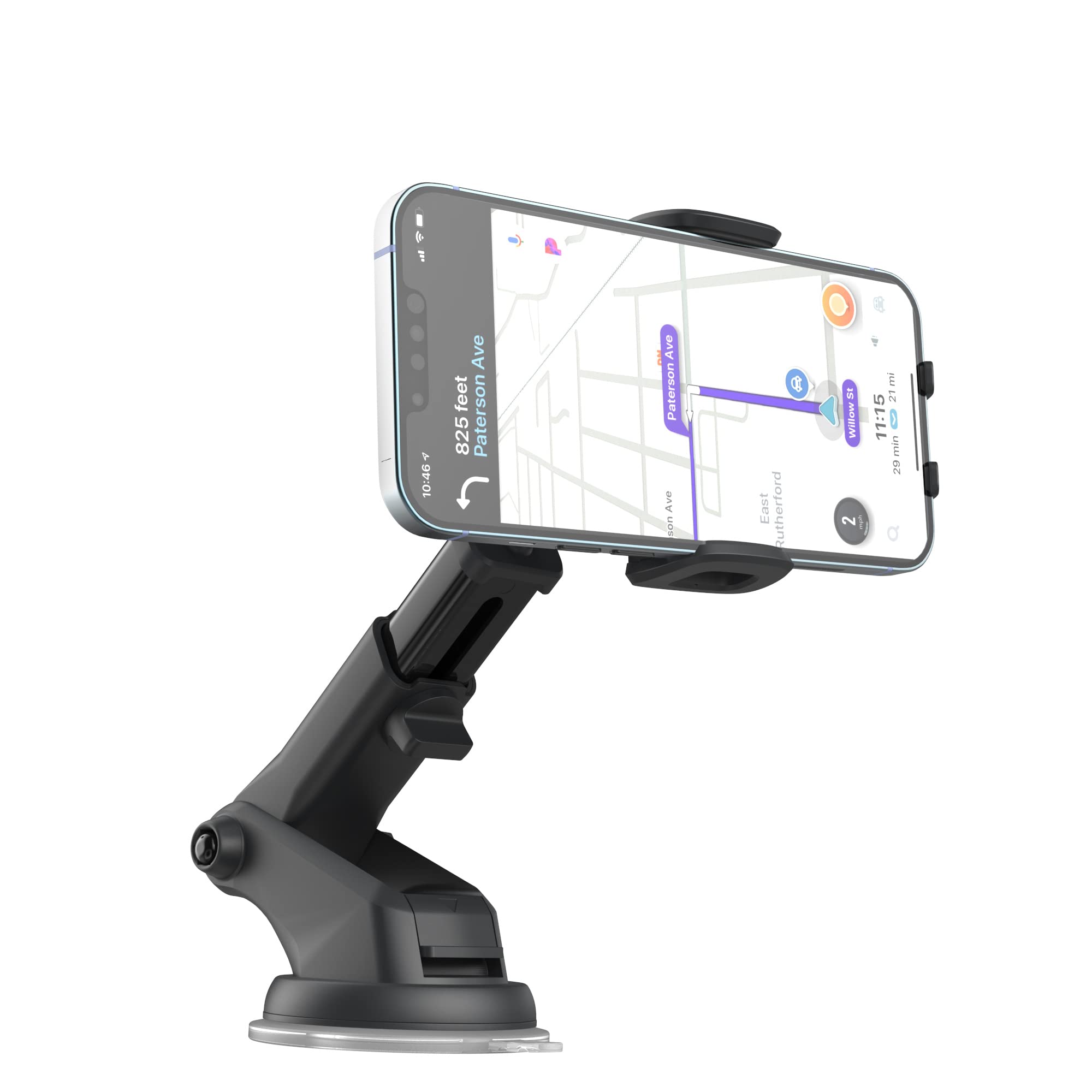 Universal Car Phone Mount for iPhone 11/12/13/14 Pro Max - Dashboard & Windshield Cell Phone Holder with Case Compatibility - Perfect for Hands-Free Navigation, GPS Tracking & Safe Driving