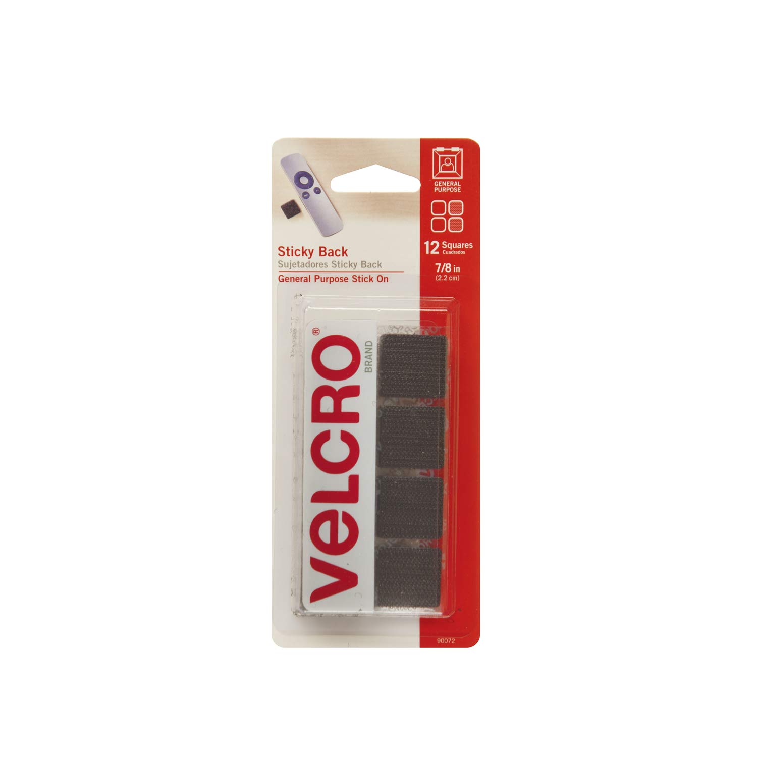 VELCRO Brand 90072 Hook and Loop Fastener Tape - 12 Pack Black Adhesive Strips for DIY, Crafts, Sewing & Home Organization | Strong Reusable Fasteners for Clothing, Shoes & Office Supplies