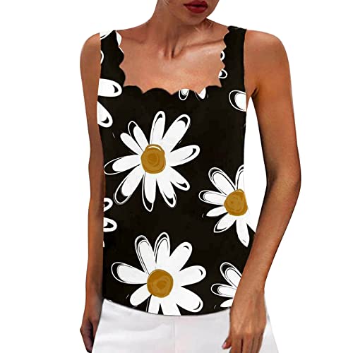 3 Pack Women's Casual Sleeveless Lace Tops - Summer Square Neck Printed Tank Tops for Women (White, XL) | Perfect for Beach Outings, Date Nights & Summer Vacations