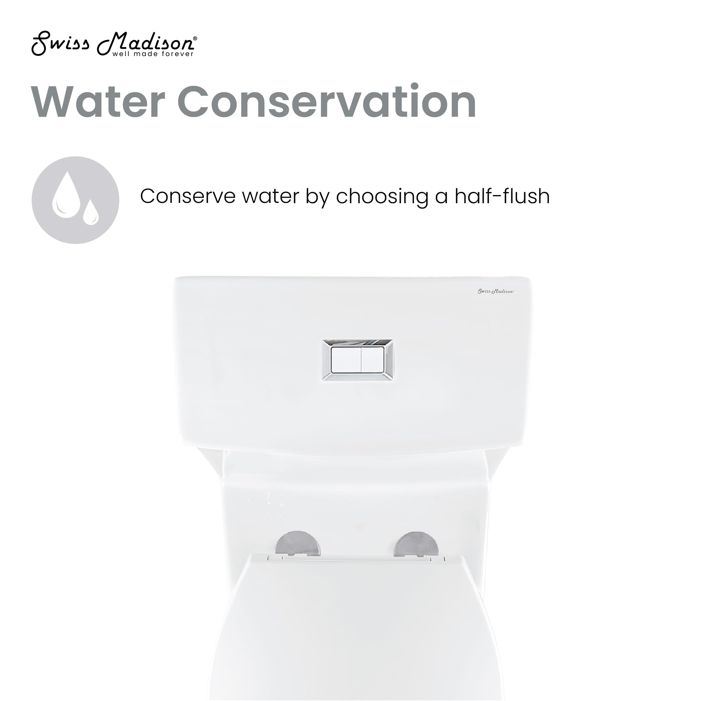 Swiss Madison SM-1T117 Classe One Piece Toilet - Modern ADA Compliant Elongated Bowl, Dual Flush 0.8/1.28 GPF, Glossy White - Perfect for Small Bathrooms & Water-Efficient Homes