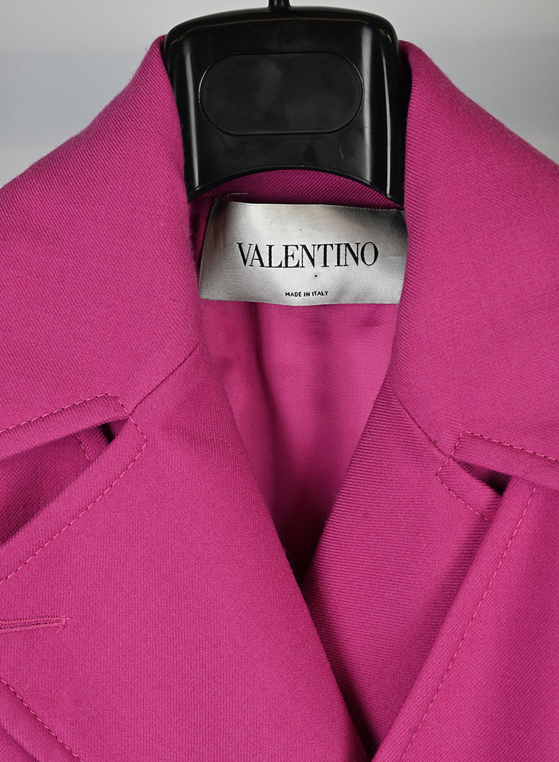 Valentino Women's Pink Wool Coat Size 40 - Elegant Winter Outerwear for Office & Evening Events