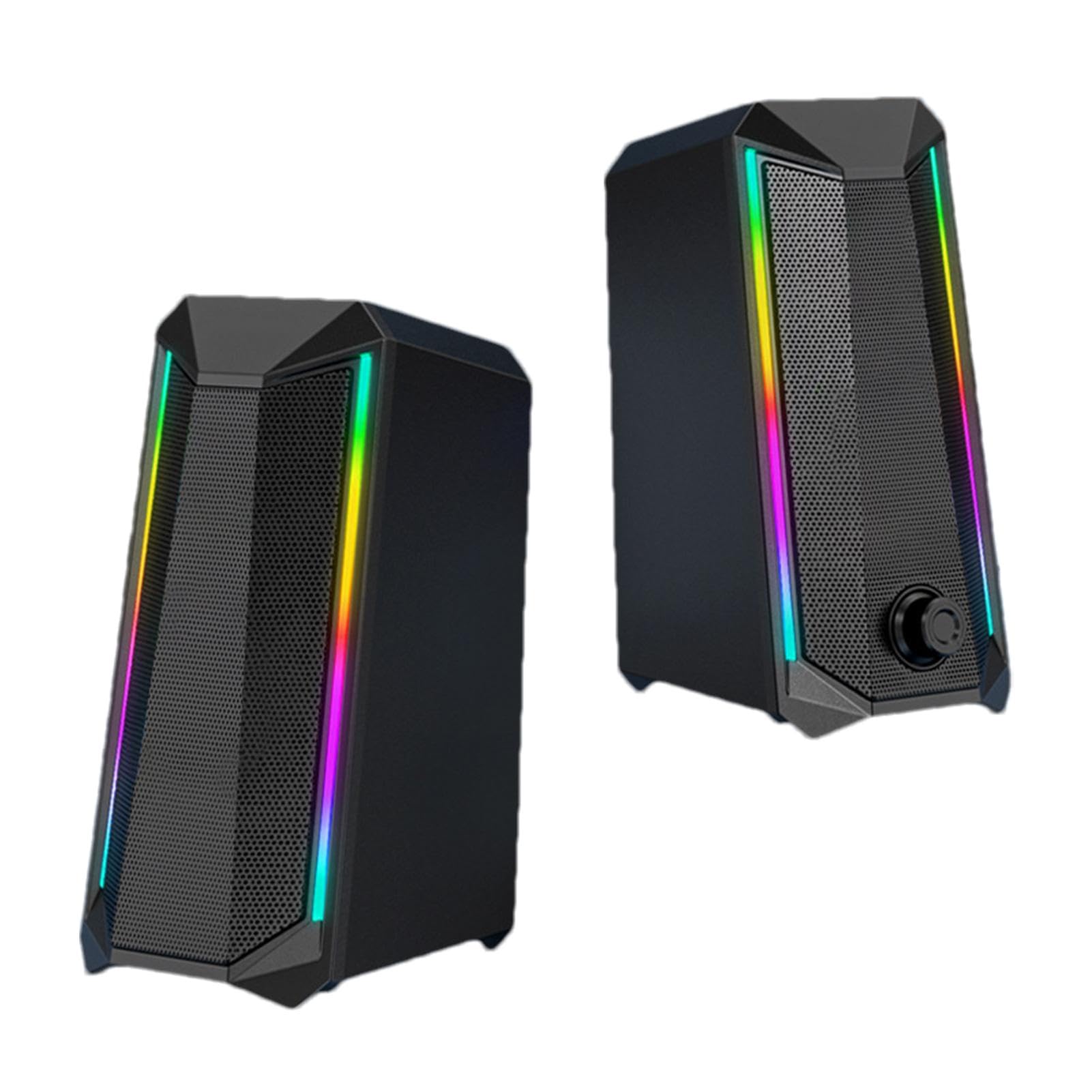 Streysisl RGB PC Speakers with Volume Control | Enhanced Sound for Gaming & Music, Adjustable Monitor Speakers for Desktop & Home Office Setup