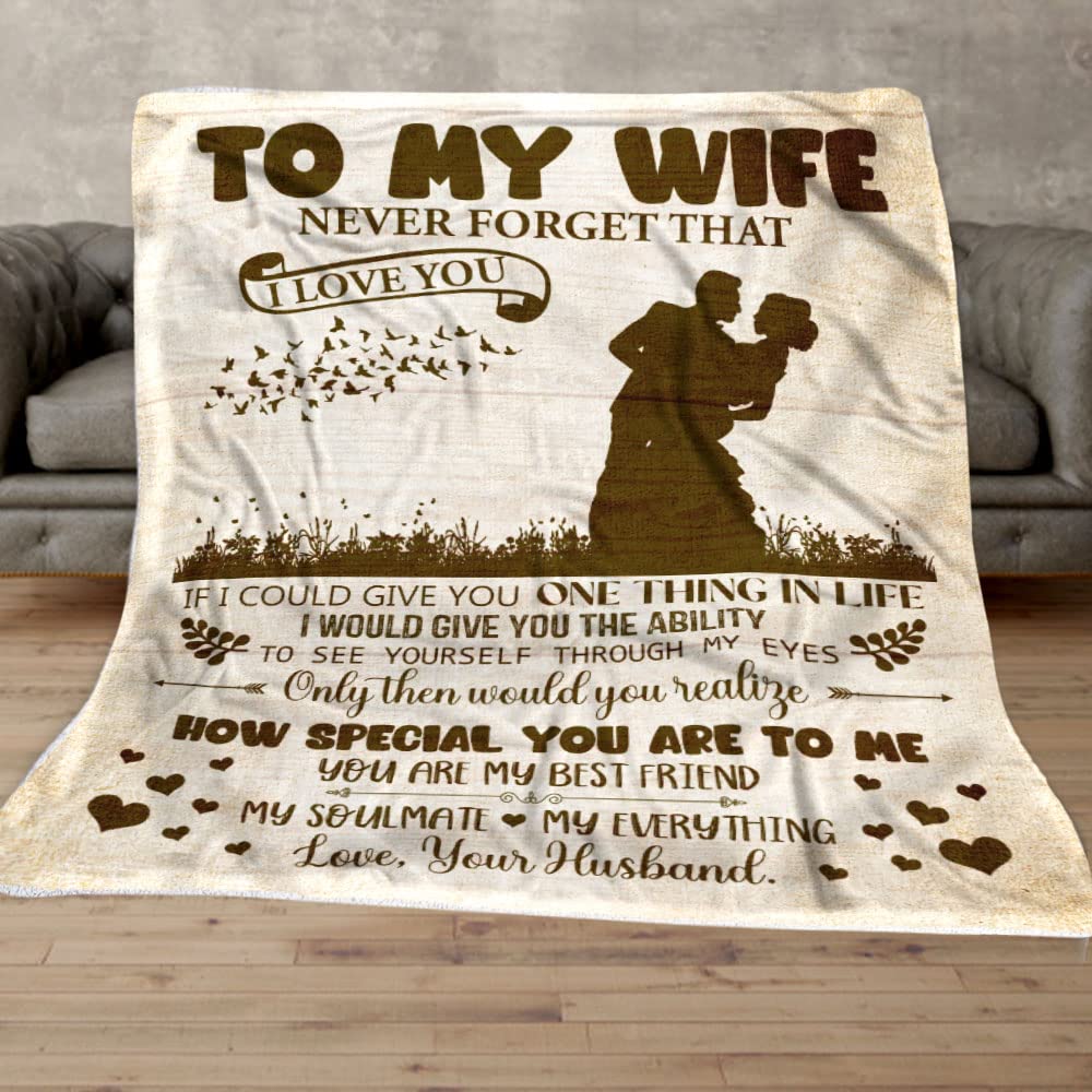 Personalized Woven Throw Blanket - Custom Name Blanket for Wife, Romantic I Love You Gift from Husband - Perfect for Valentine's Day, Anniversary & Cozy Nights Together