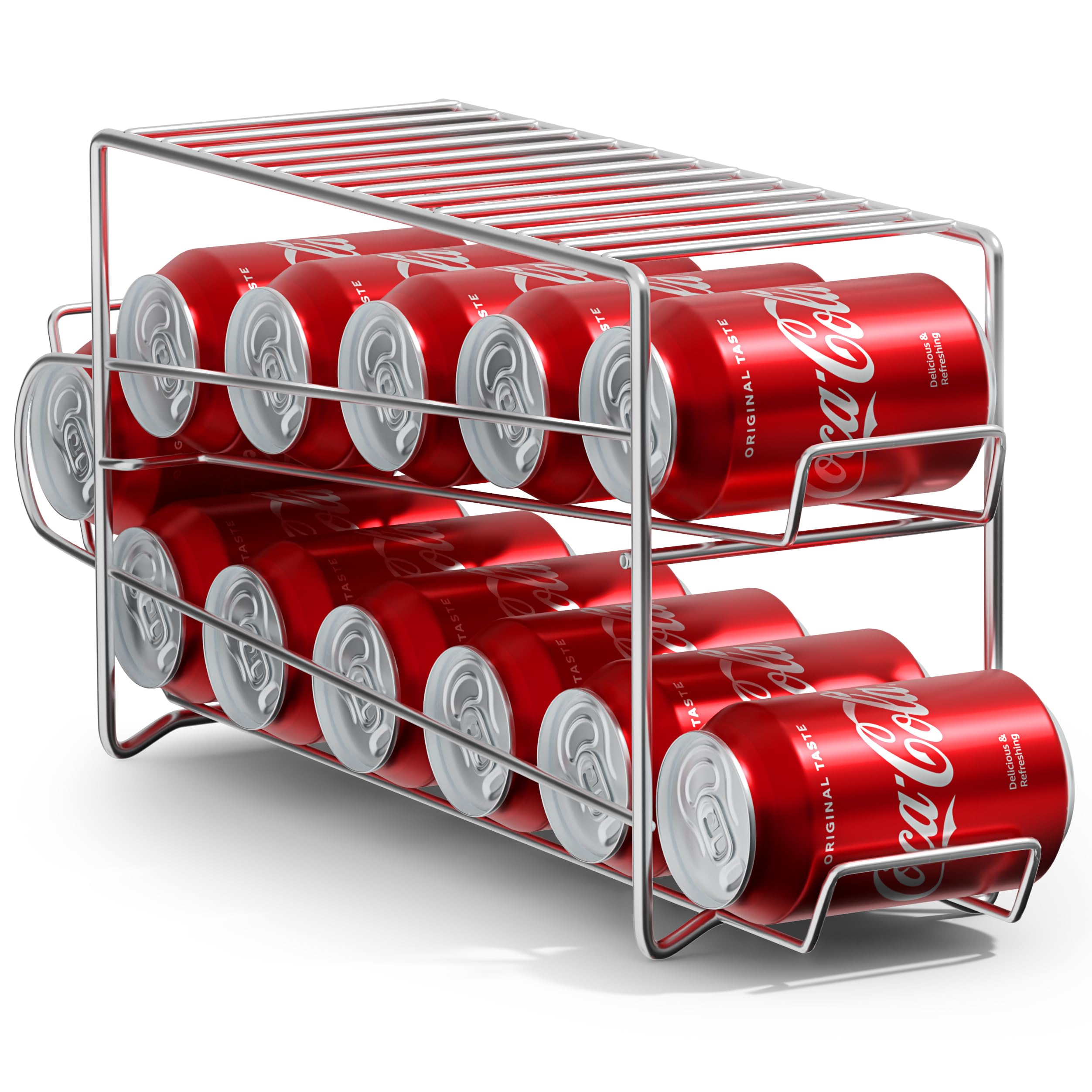 Sorbus 12-Can Beverage Dispenser & Organizer - Holds 12 Standard 12oz Soda Cans - Space-Saving Fridge Rack for Coke, Pepsi, Beer (Silver) - Perfect for Parties, BBQs & Home Refrigerator Organization