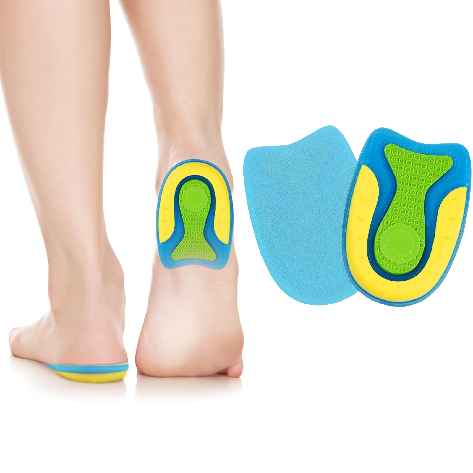 **ACWOO Silicone Heel Pads - 1 Pair Orthopedic Gel Heel Inserts for Plantar Fasciitis & Achilles Heel Pain Relief, Shock-Absorbing & Height Increasing - Perfect for Running, Walking & High Heel Comfort**