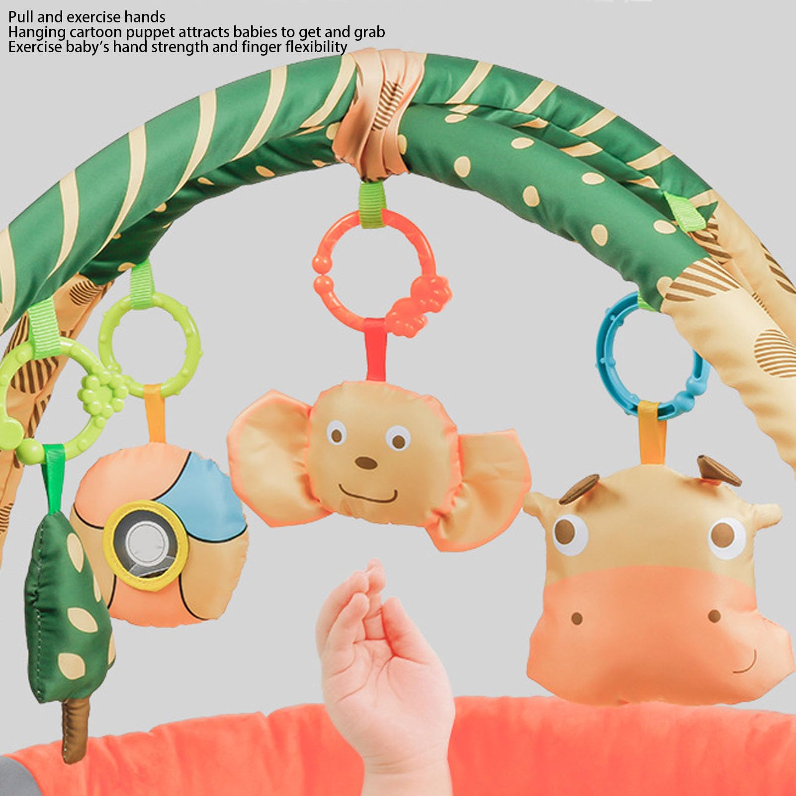 Soft Cotton Plush Baby Play Gym & Activity Mat with Pendant Toys - Breathable Tummy Time Mat for Infants, Round Shape with Raised Edges - Perfect for Newborn Development & Playtime