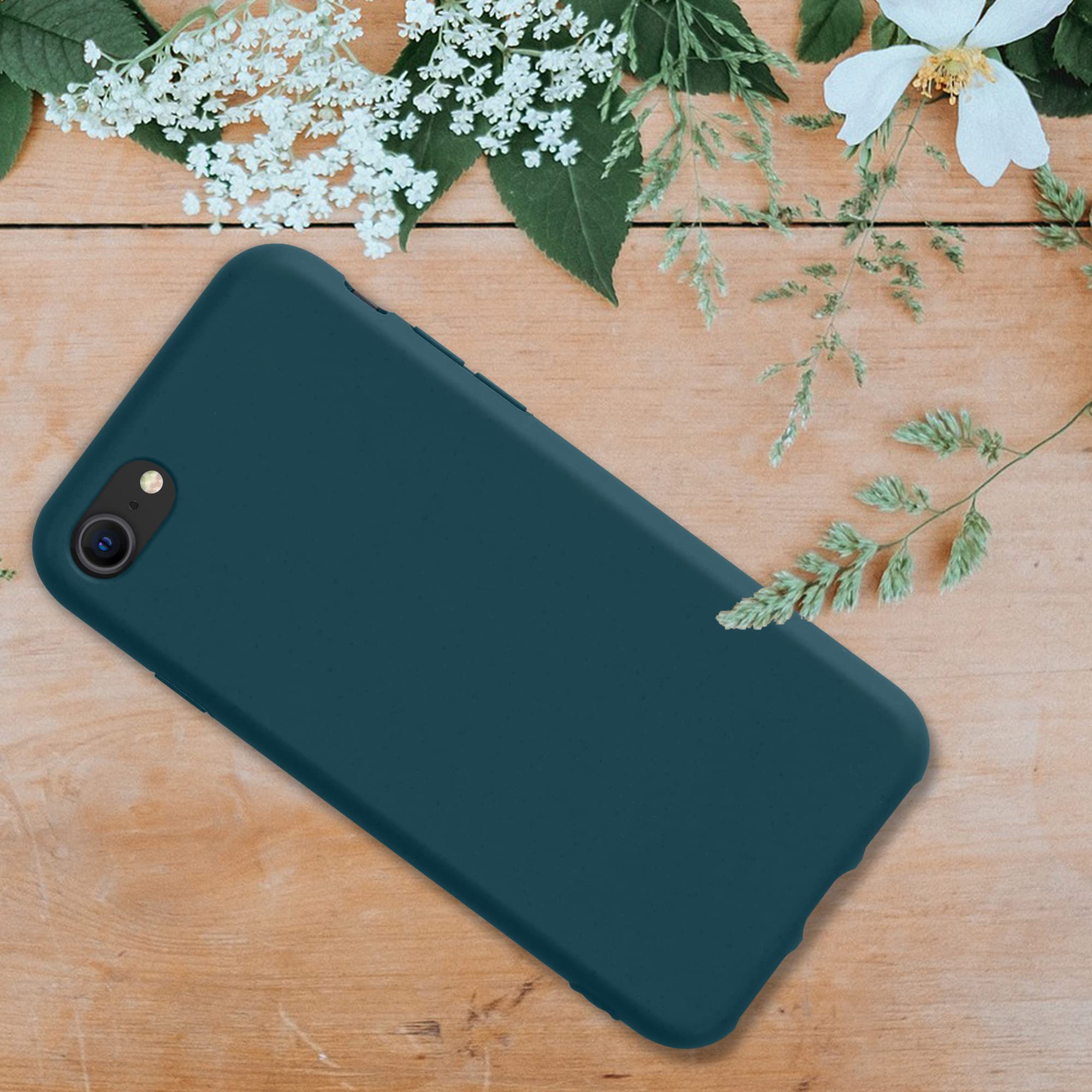 Eco-Friendly Wheat Straw iPhone Case for iPhone SE (2022/2020) / iPhone 8 / iPhone 7 - Biodegradable TPU Matte Cover in Teal - Perfect for Daily Use & Outdoor Activities