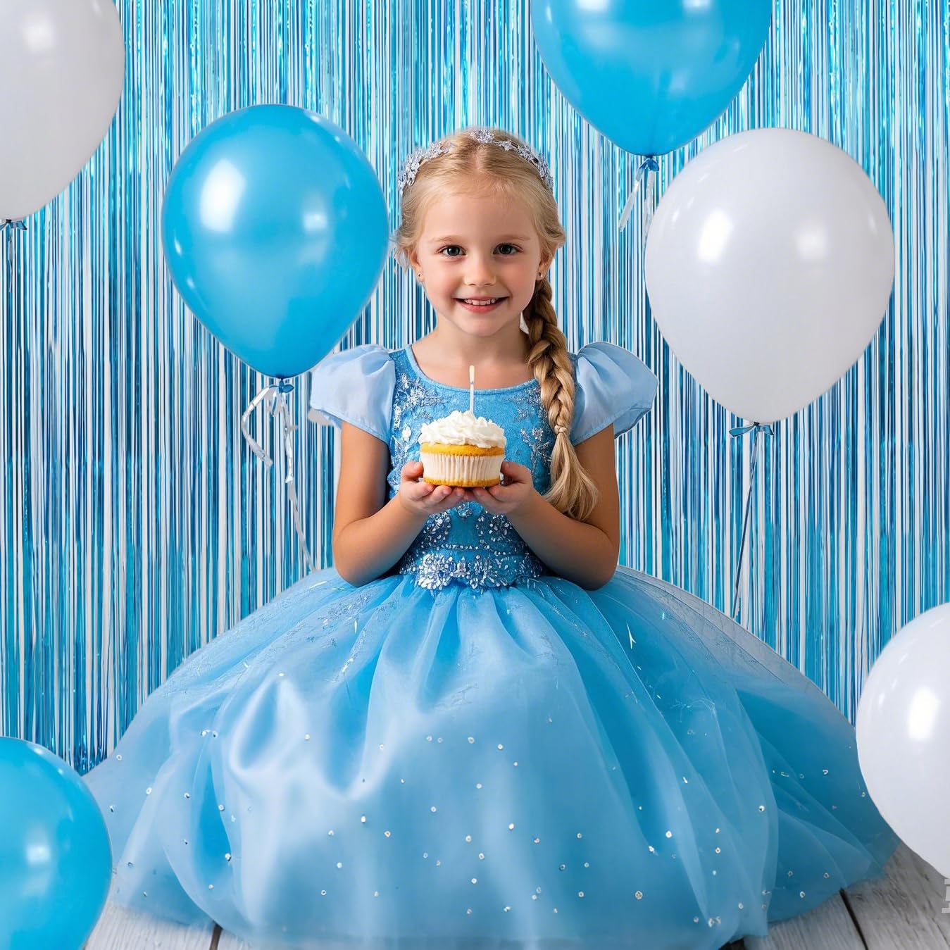 2PC Teal Blue Streamers Party Decorations - Blue Tinsel Foil Fringe Backdrop for Birthday, Frozen, Under The Sea, Ocean, Bachelorette & Easter Party Decor - Perfect for Doorways, Walls & Photo Booths