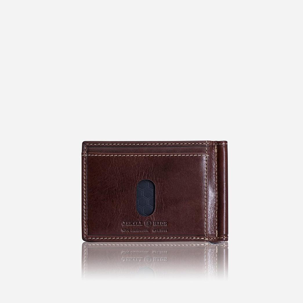 Jekyll & Hide Genuine Leather Oxford Money Clip Wallet for Men - Slim RFID Blocking Bifold Wallet with Cash Clip (Coffee Brown) - Perfect for Business, Travel & Everyday Use