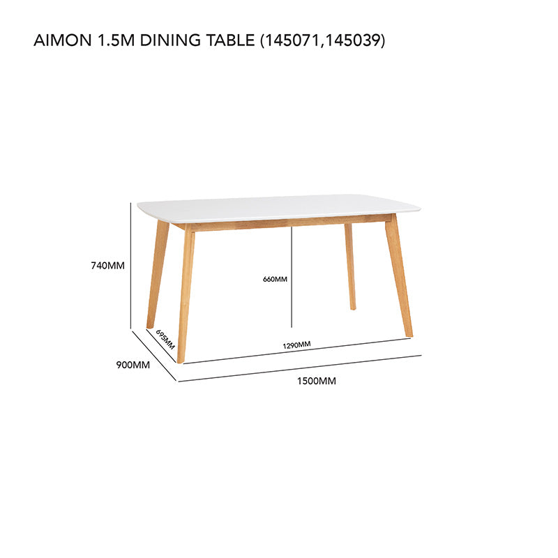 AIMON 150cm Dining Table - Natural & White Finish - Perfect for Kitchen, Dining Room, and Small Space Homes