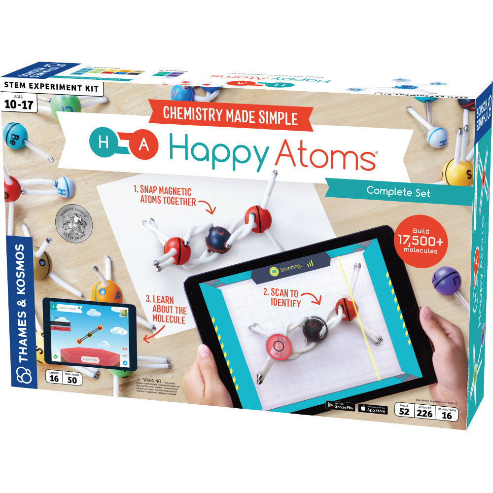 Happy Atoms Complete Set (50 Atoms) - Molecular Modeling Kit for Kids & Students | STEM Educational Toy for Chemistry Learning | Perfect for Classroom & Homeschool Science Experiments