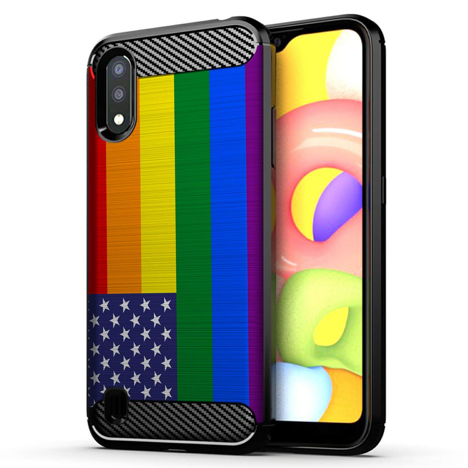 Samsung Galaxy A01 Case | Slim Black Flexible TPU Cover with Shock Protection | USA Flag Design | Perfect for Everyday Use, Travel & Outdoor Activities