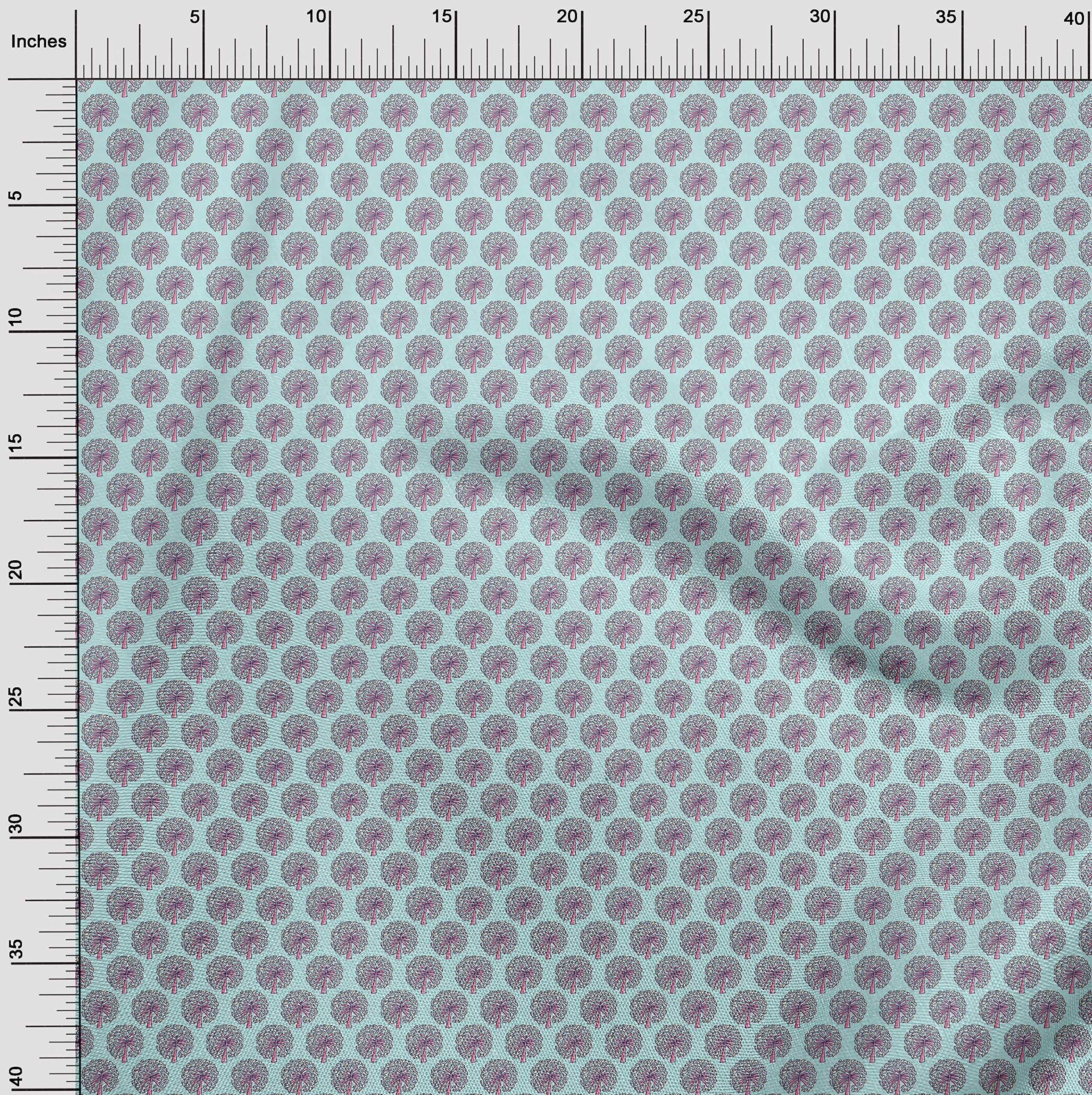 oneOone Polyester Spandex Pastel Mint Ethnic Print Fabric by The Yard - 56 Inch Wide Soft Stretchy Dress Material for DIY Fashion, Home Decor & Quilting Projects