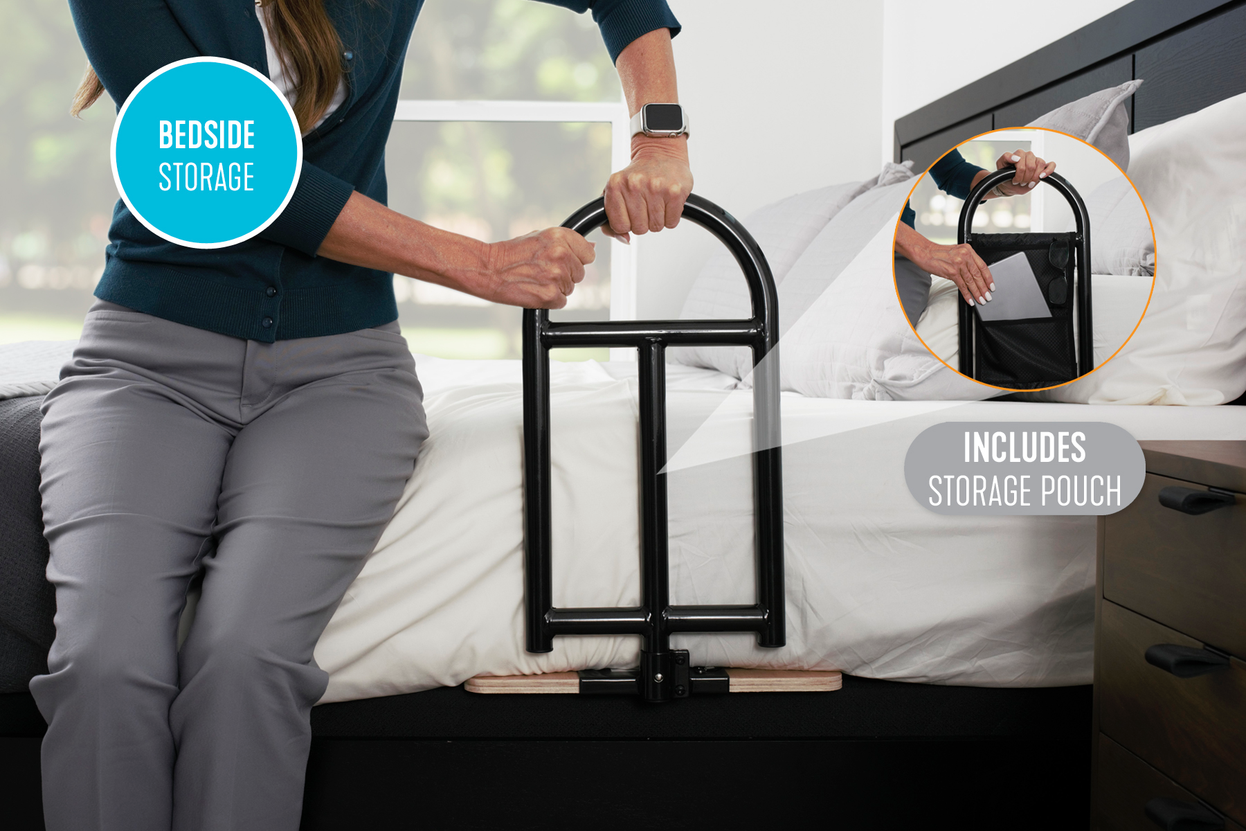 Stander BedCane - Adjustable Bed Assist Handle for Seniors & Mobility Support - Ideal for Getting In/Out of Bed Safely - Perfect for Elderly, Disabled & Post-Surgery Recovery