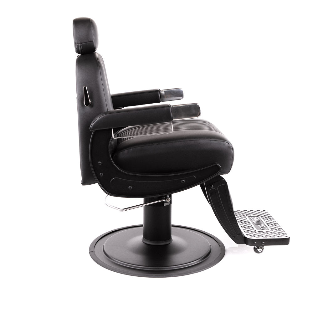 Blacked Out Cobalt Omega Barber Chair - Professional Salon Styling Chair for Haircuts & Shaves - Heavy Duty Hydraulic Barber Chair for Home & Commercial Use