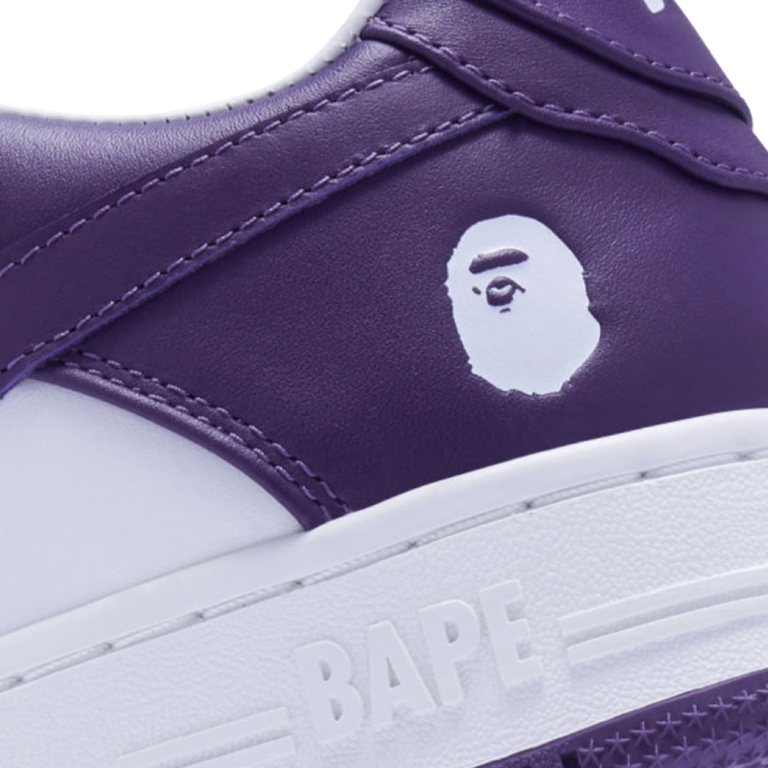 BAPE Bapesta Low Leather Sneakers in Purple & White - Stylish Streetwear for Men & Women | Perfect for Casual Outfits & Sneaker Collectors
