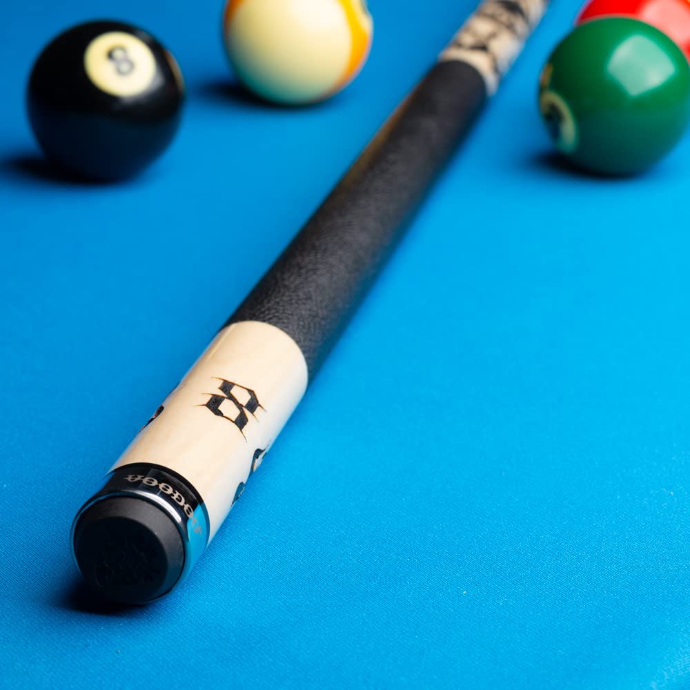 VOODOO Billiards Pool Cue Stick - Premium Bone Handle with Smoking Skull Design - Professional Billiard Accessory for Pool Halls & Home Game Rooms