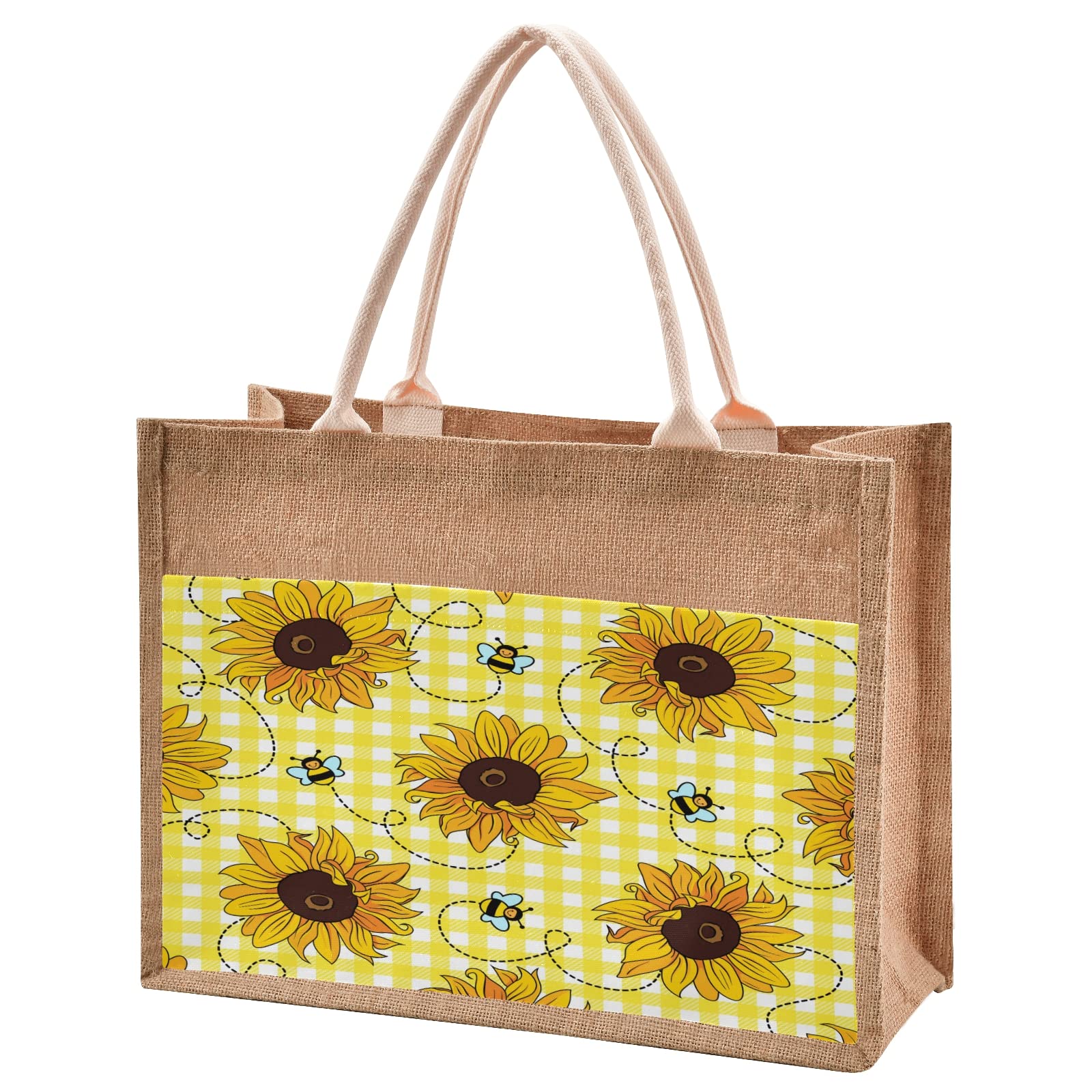 Eco-Friendly Small Burlap Tote Bag for Women - Stylish Reusable Grocery Shopping Purse & Everyday Carry Bag | Perfect for Farmers Market, Beach Trips & Sustainable Lifestyle