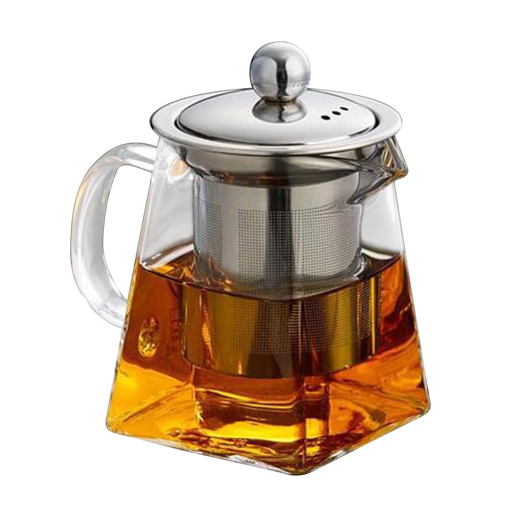 Premium Stainless Steel & Glass Teapot with Removable Infuser - 950ml Stovetop Safe Tea Kettle for Blooming & Loose Leaf Tea - Ideal for Home, Office & Outdoor Tea Brewing