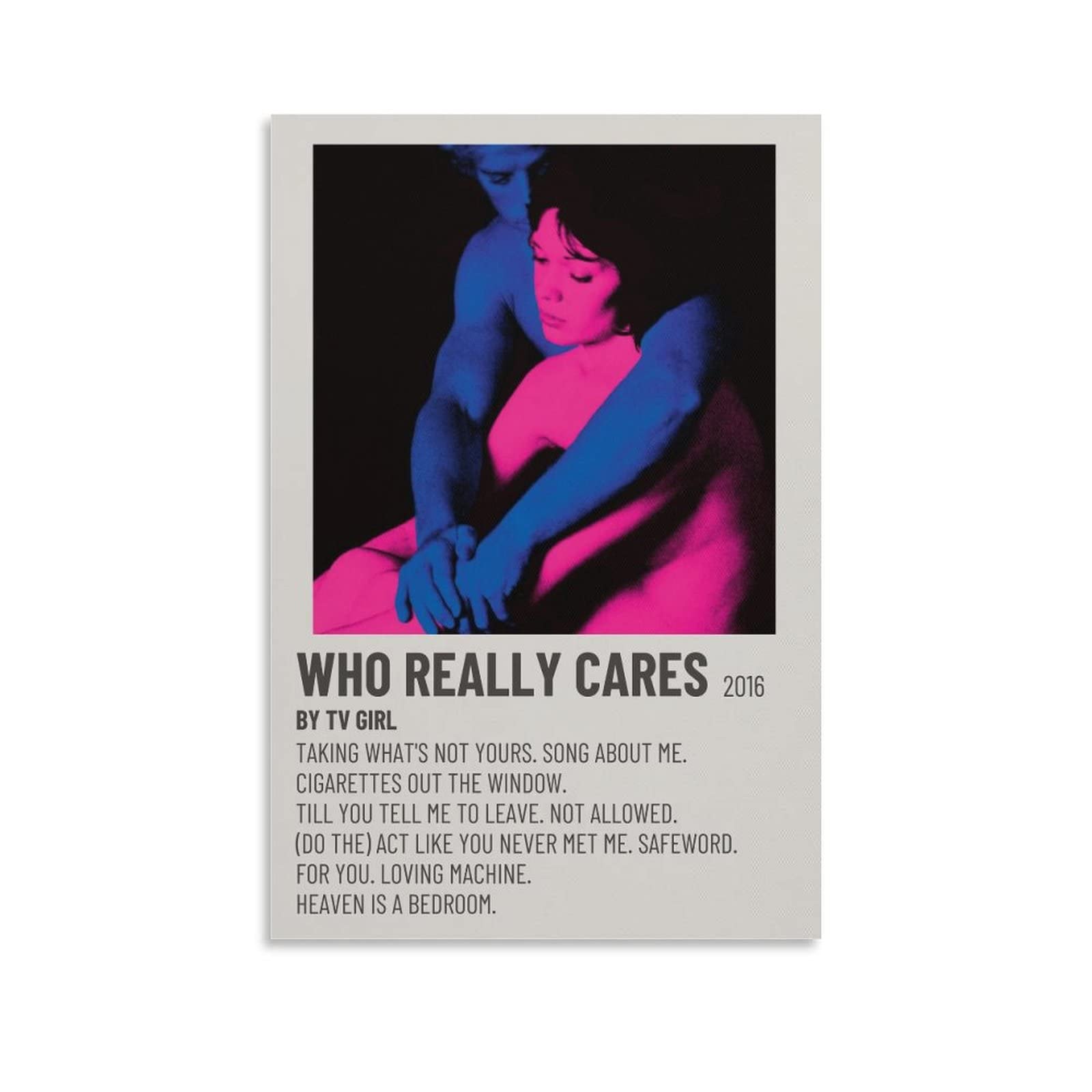 Qunju TV Girl Who Really Cares 2016 Vintage Poster - 90s Aesthetic Canvas Wall Art Print (12x18 inch/30x45cm) for Bedroom Decor, Living Room & Teen Room - Perfect Gift for Music & Pop Art Lovers