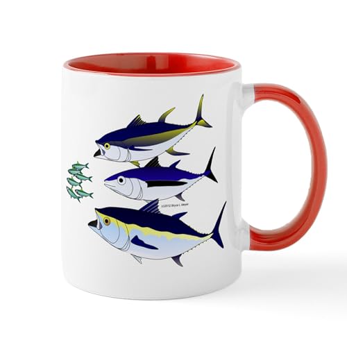 White/Red Inside - Three Tuna Chase Sardines Fish Mug