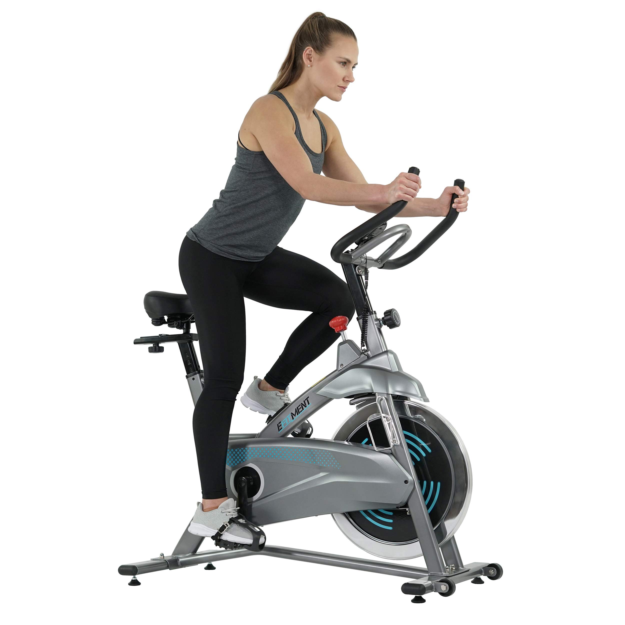 EFITMENT Magnetic Resistance Indoor Cycling Bike - Belt Drive Stationary Exercise Bike with Digital Monitor, Heart Rate Pulse Grips, iPad Tablet Holder & Chrome Flywheel - Perfect for Home Gym, Cardio Workouts & Spin Classes