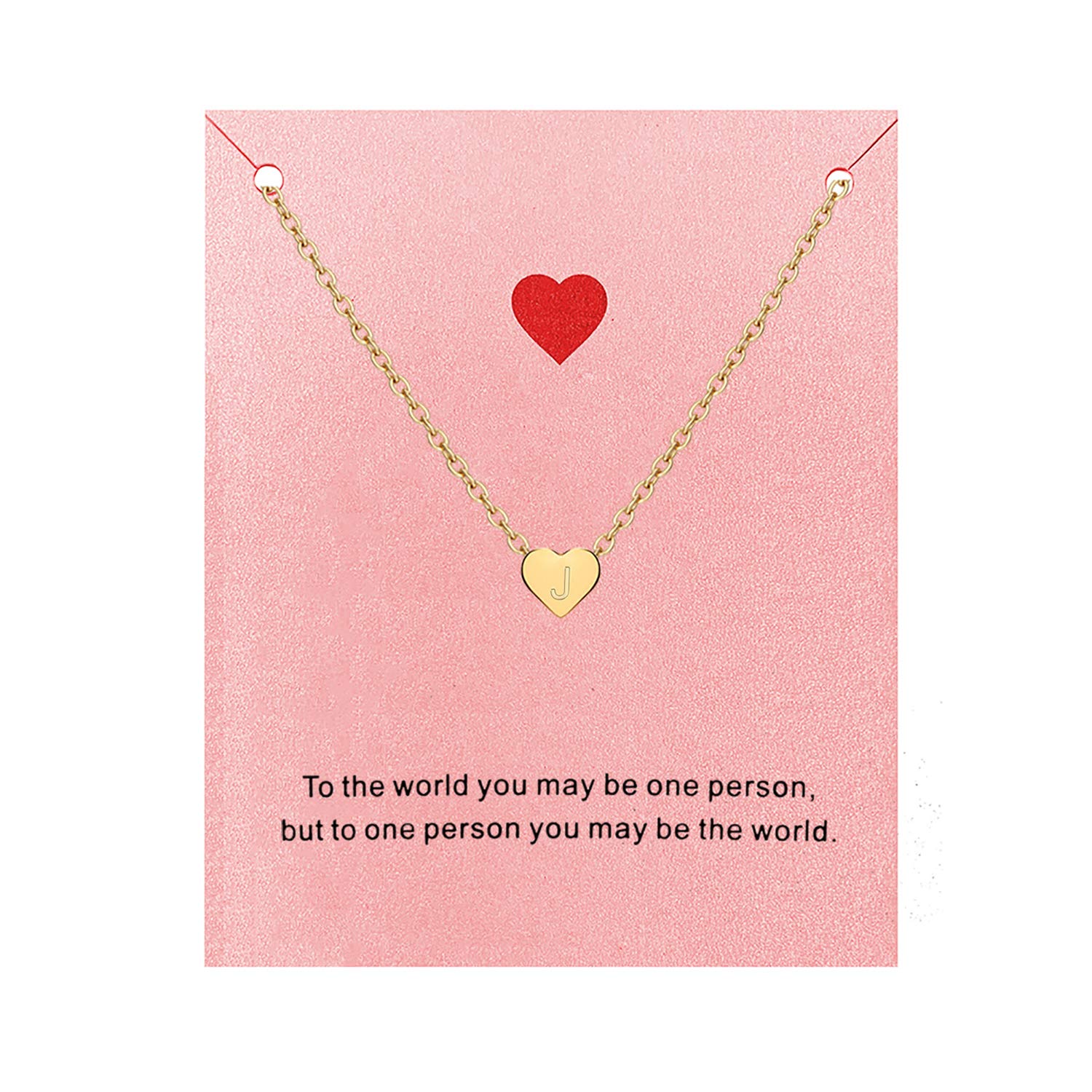 14K Gold Heart Initial Necklace for Women - Personalized Tiny Alphabet Letter Pendant, Dainty Birthday Jewelry Gift for Her | Perfect for Valentine's Day, Anniversary & Mother's Day Gifts