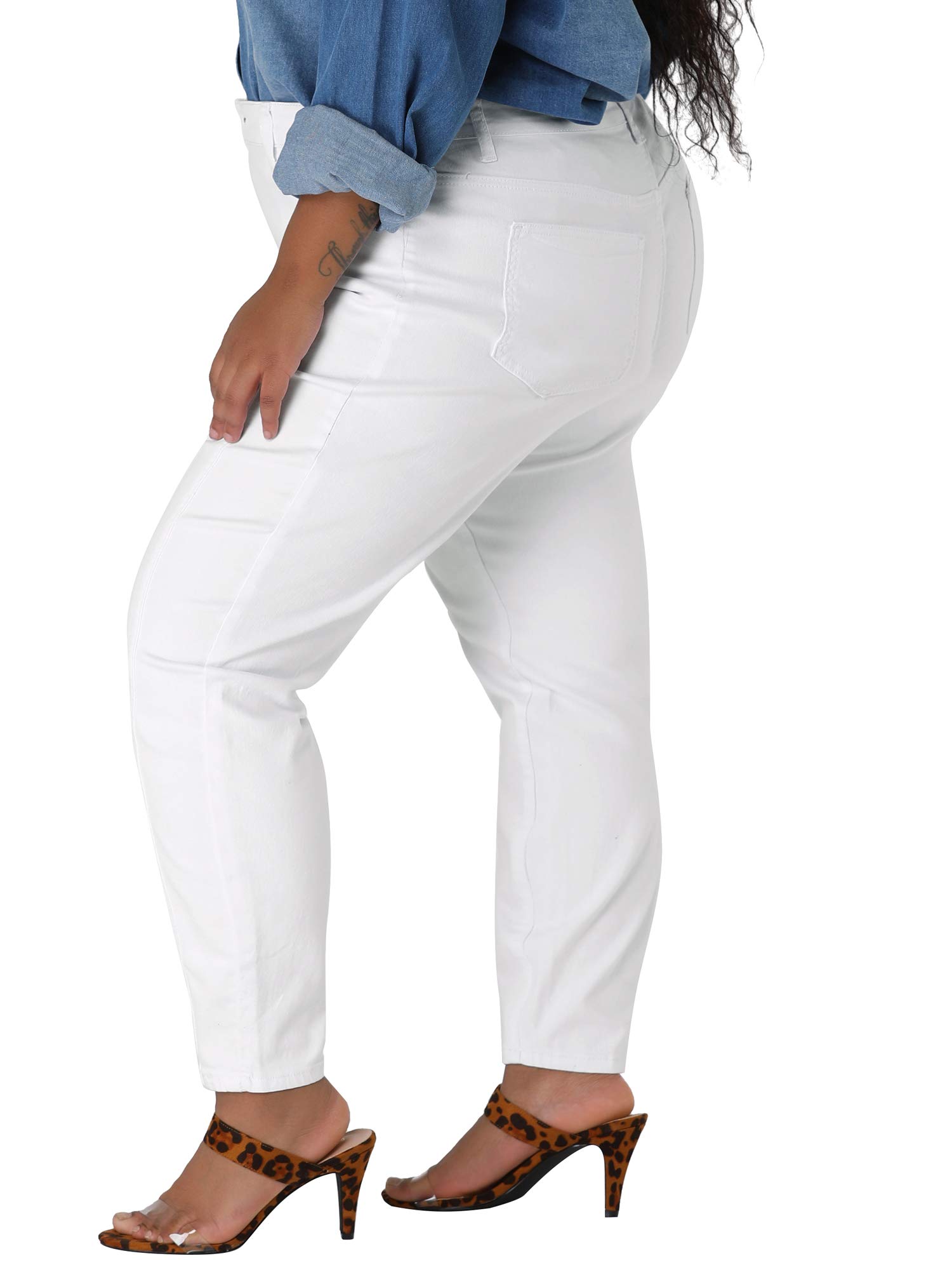 Agnes Orinda Women's Plus Size Mid Rise Stretch Skinny Jeans - Washed Denim Jeggings for Casual Wear | Comfortable & Stylish for Everyday Outfits, Work & Weekend