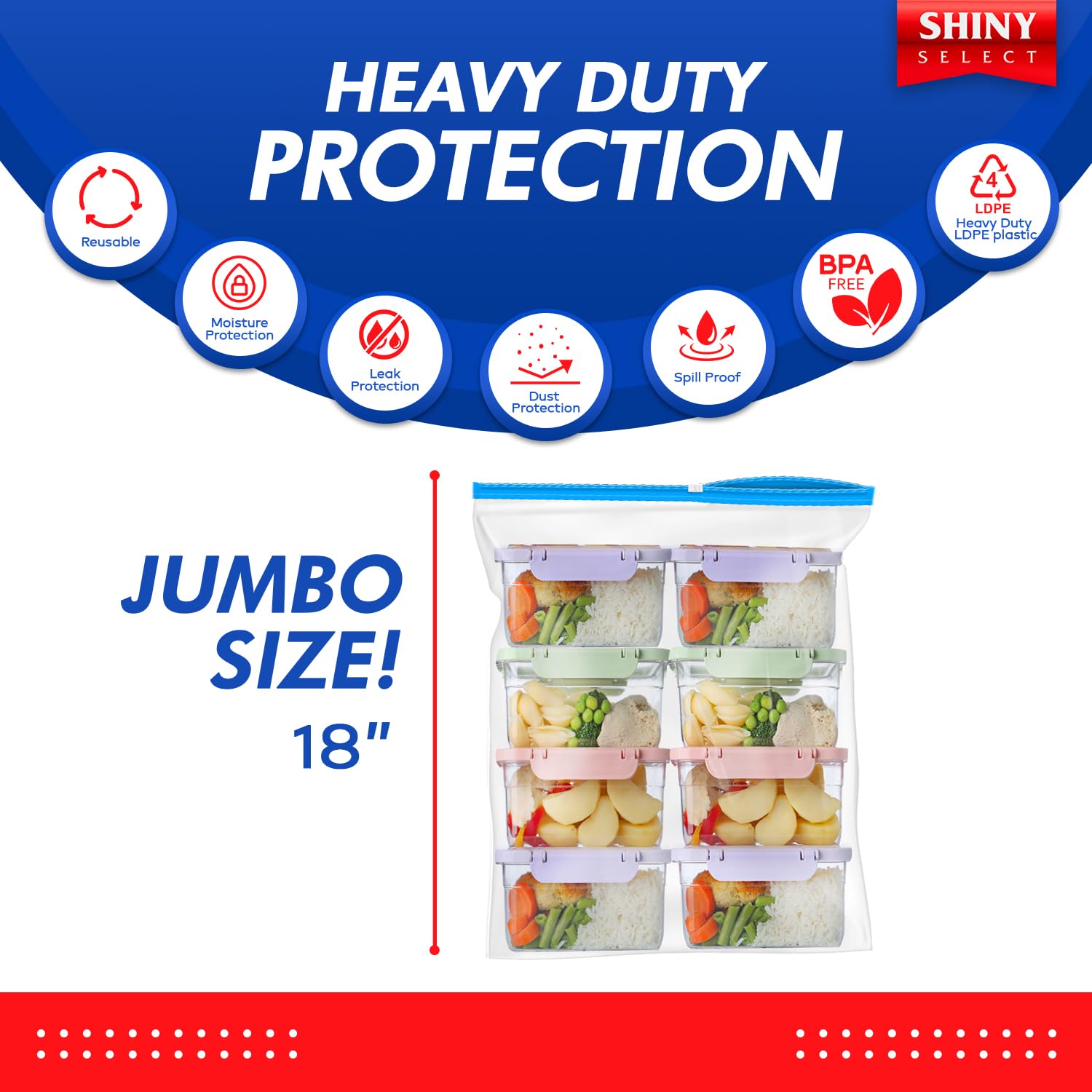 Extra Large 3 Gallon Slider Storage Bags - 25 Pack Heavy Duty 2 Mil Thick Resealable Clear Plastic Bags for Moving, Food Prep, Clothes, Toys, Shoes & Travel Essentials | Space Saving Storage Solution for Home, Office & Organization