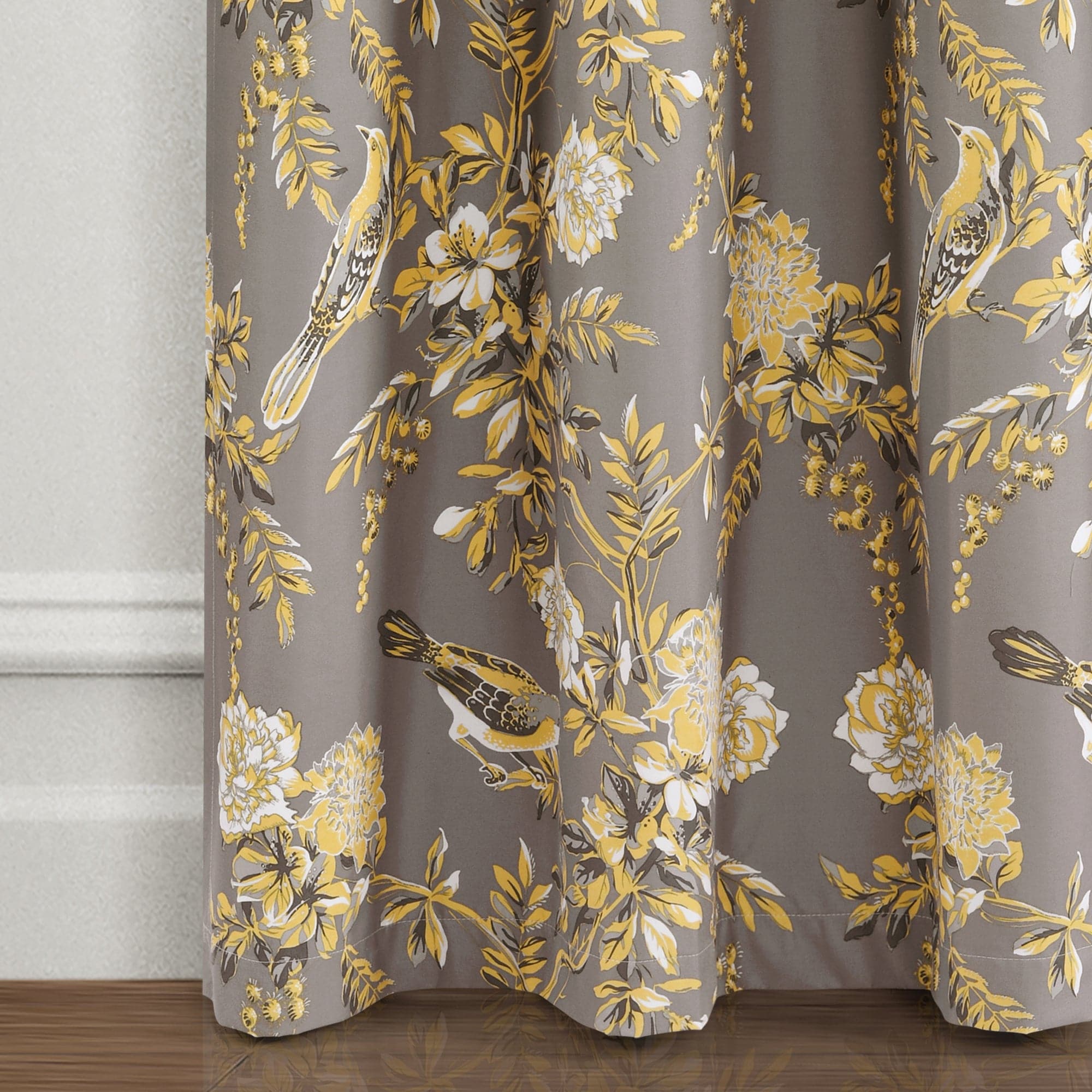 Farmhouse Style Bird and Flower Print Insulated Blackout Curtain Panels Set - Thermal Grommet Window Drapes for Living Room, Bedroom & Nursery