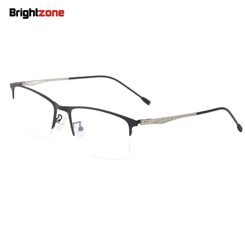 Brightzone Unisex Semi-Rimmed Square Alloy Eyeglasses 71462 - Lightweight & Durable Frame for Reading, Work, and Everyday Wear
