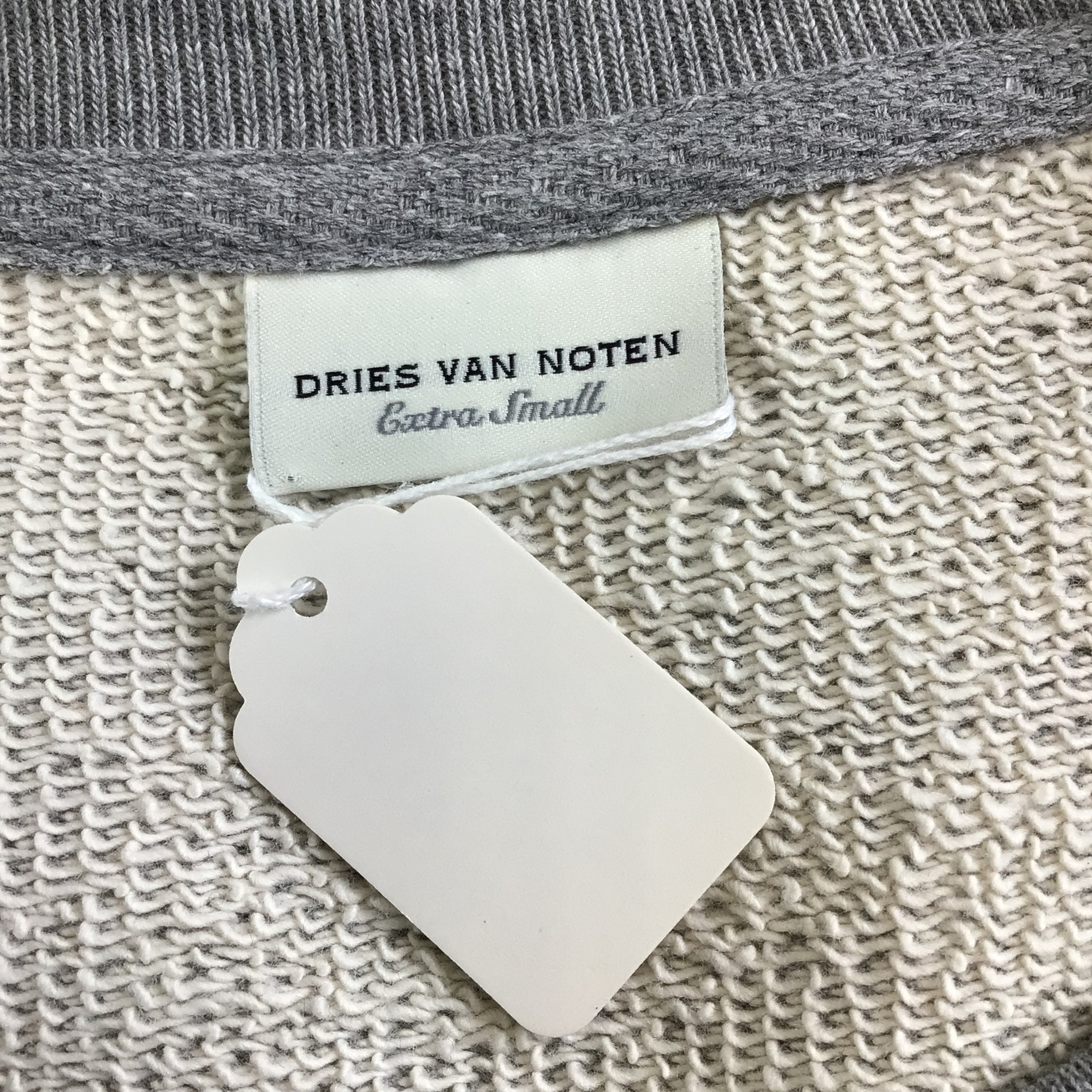 Dries Van Noten Grey Silver Ring Detail Long Sleeve Cotton Sweatshirt Dress for Women | Casual Chic Outfit for Fall Winter Fashion | Perfect for Date Night, Office Wear & Weekend Brunch